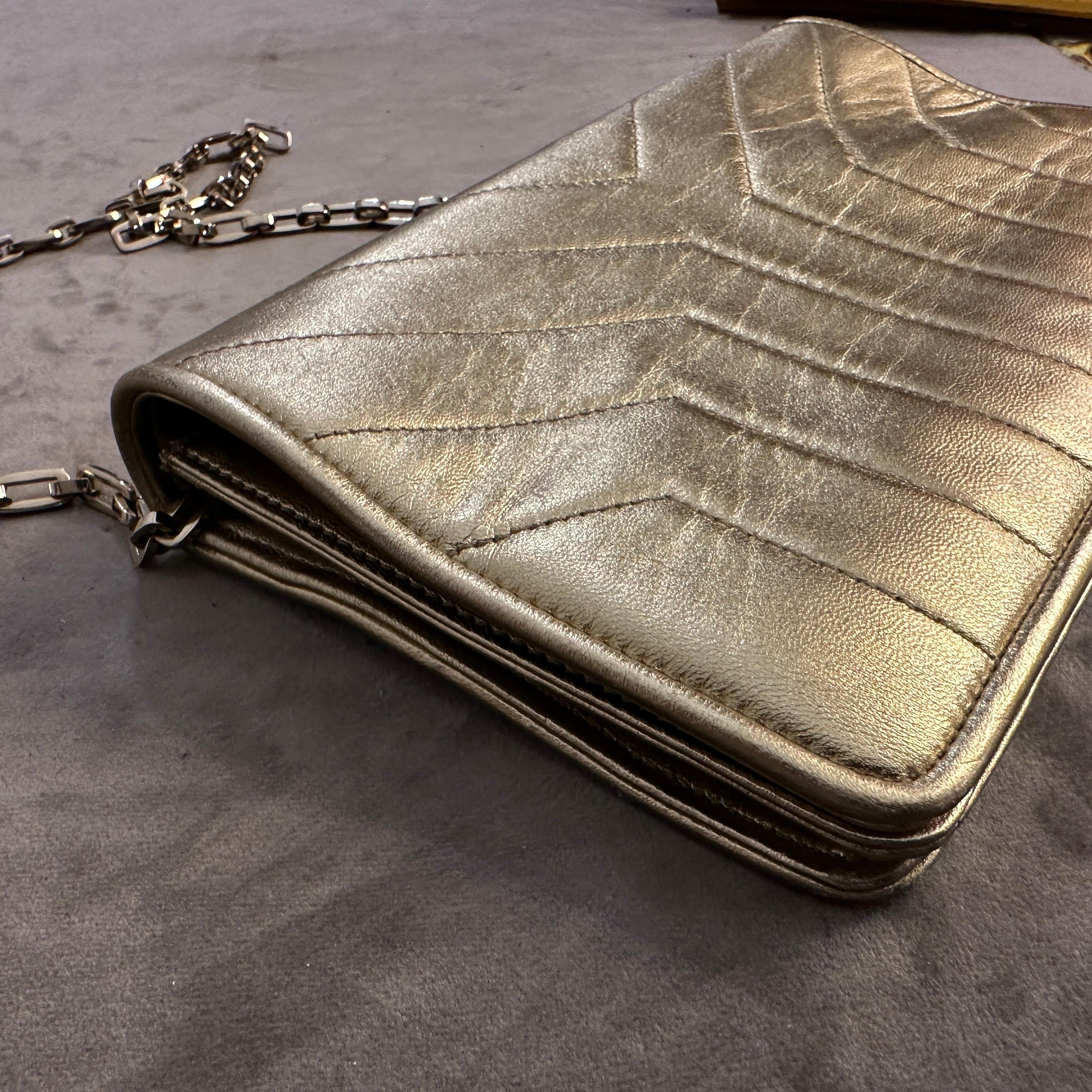 Vintage 21st Century Gold Leather Clutch Bag by Yves Saint Laurent 7