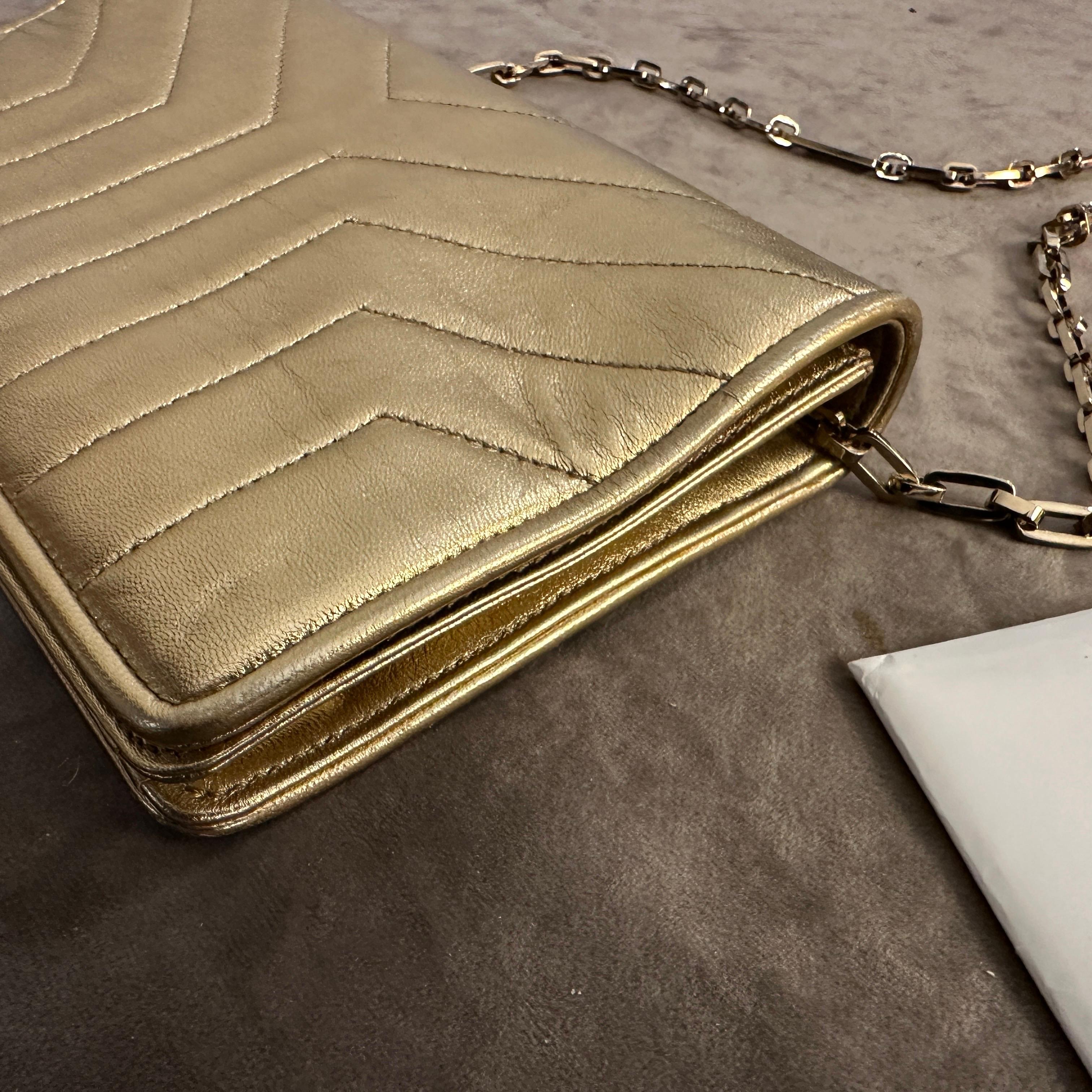Vintage 21st Century Gold Leather Clutch Bag by Yves Saint Laurent 2