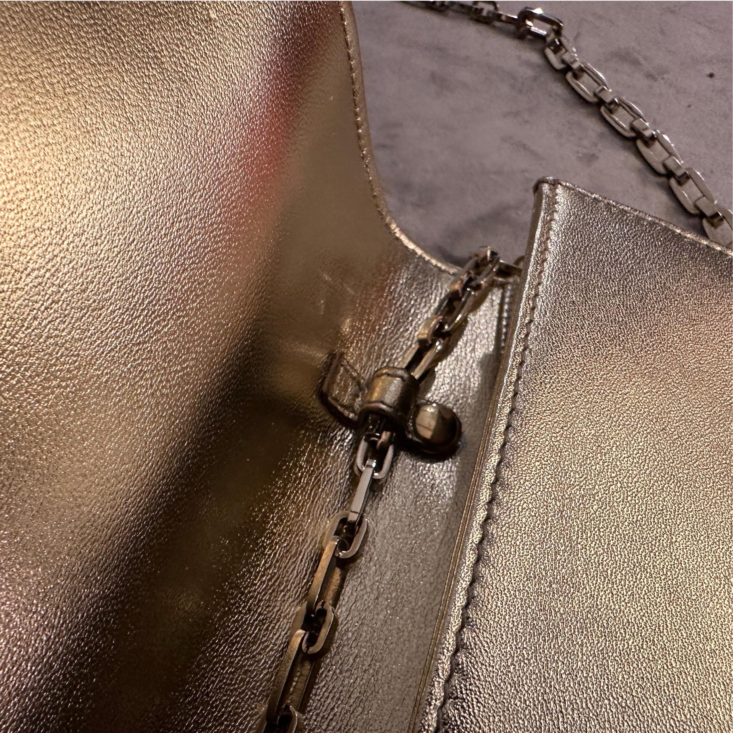 Vintage 21st Century Gold Leather Clutch Bag by Yves Saint Laurent 4