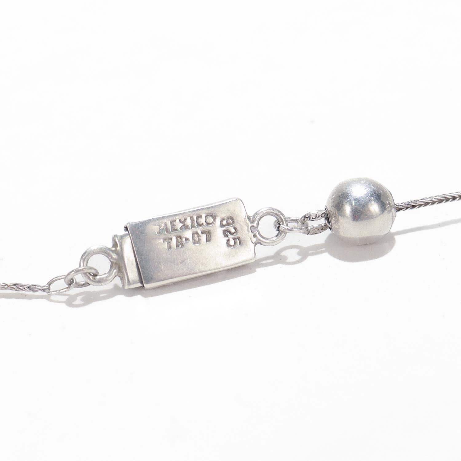 Vintage 22-Inch Mexican Sterling Silver Graduated Bead Necklace For Sale 12