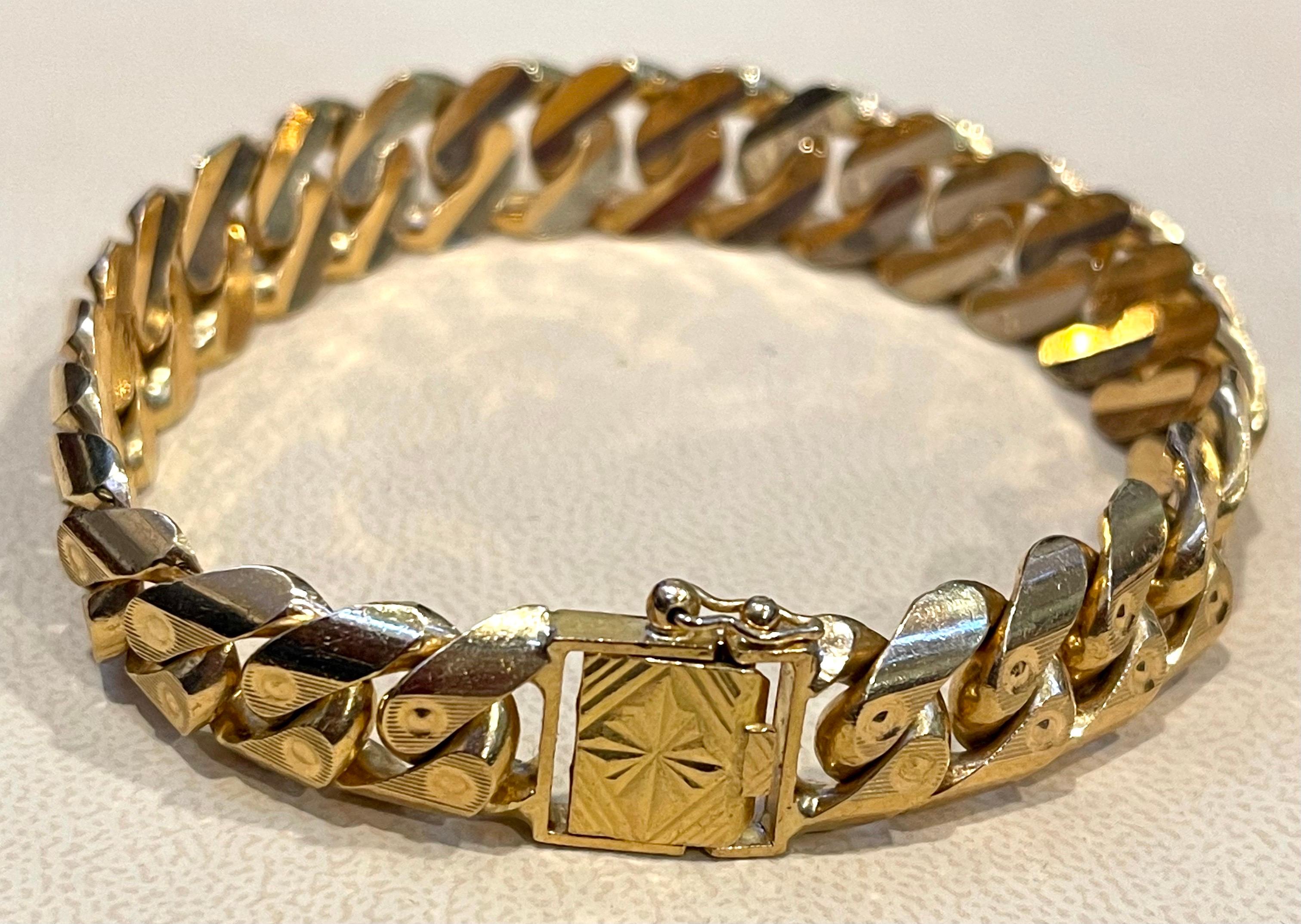 Bracelet unisexe vintage à maillons cubains en or jaune 22 carats 102.1 gm en vente 3