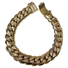 Vintage 22 Karat Yellow Gold 102.1 Gm Cuban link Bracelet Unisex