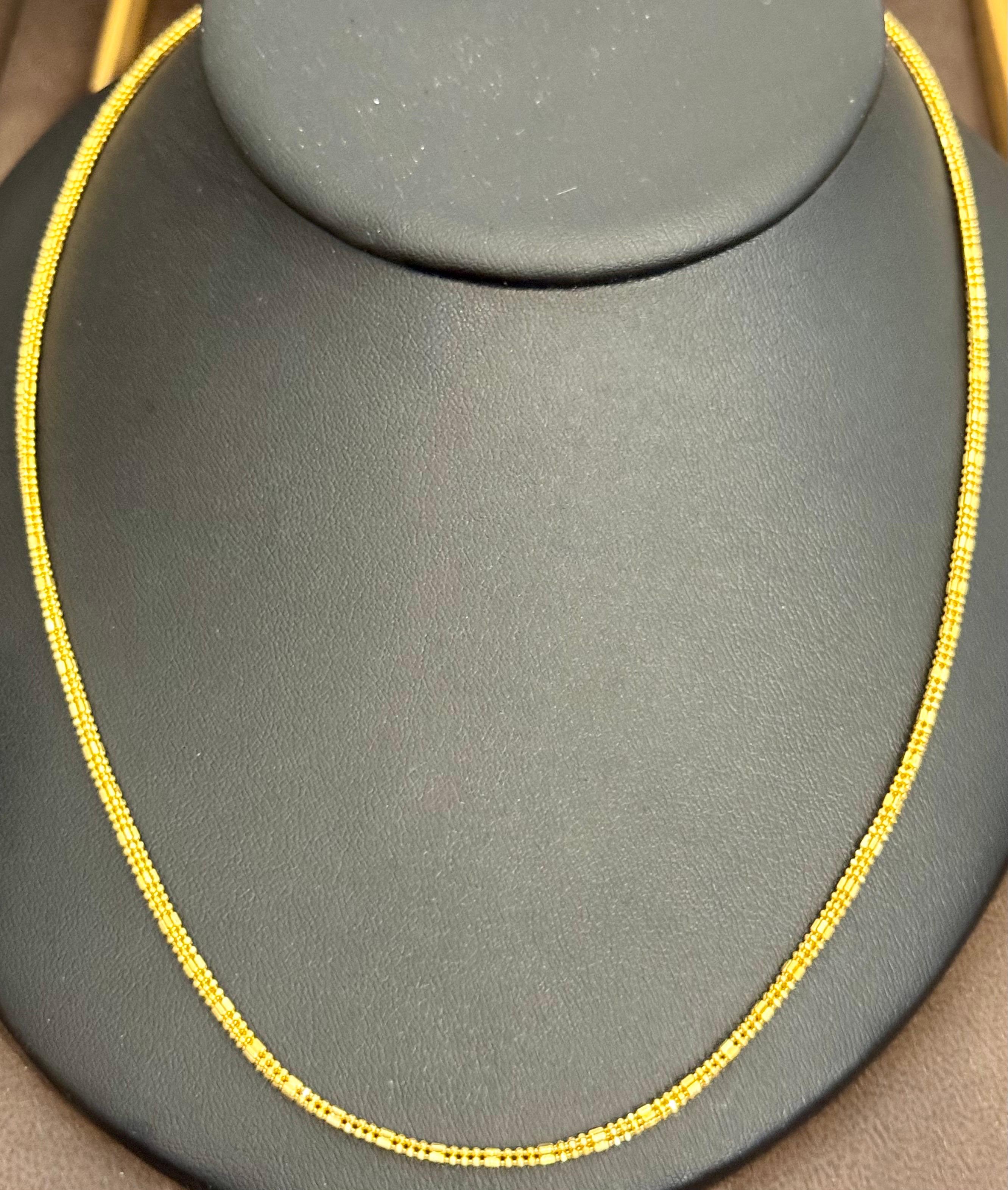 Collar Vintage de Oro Amarillo de 22 Kilates de 10,5 Gm, 2 mm de ancho, 20 