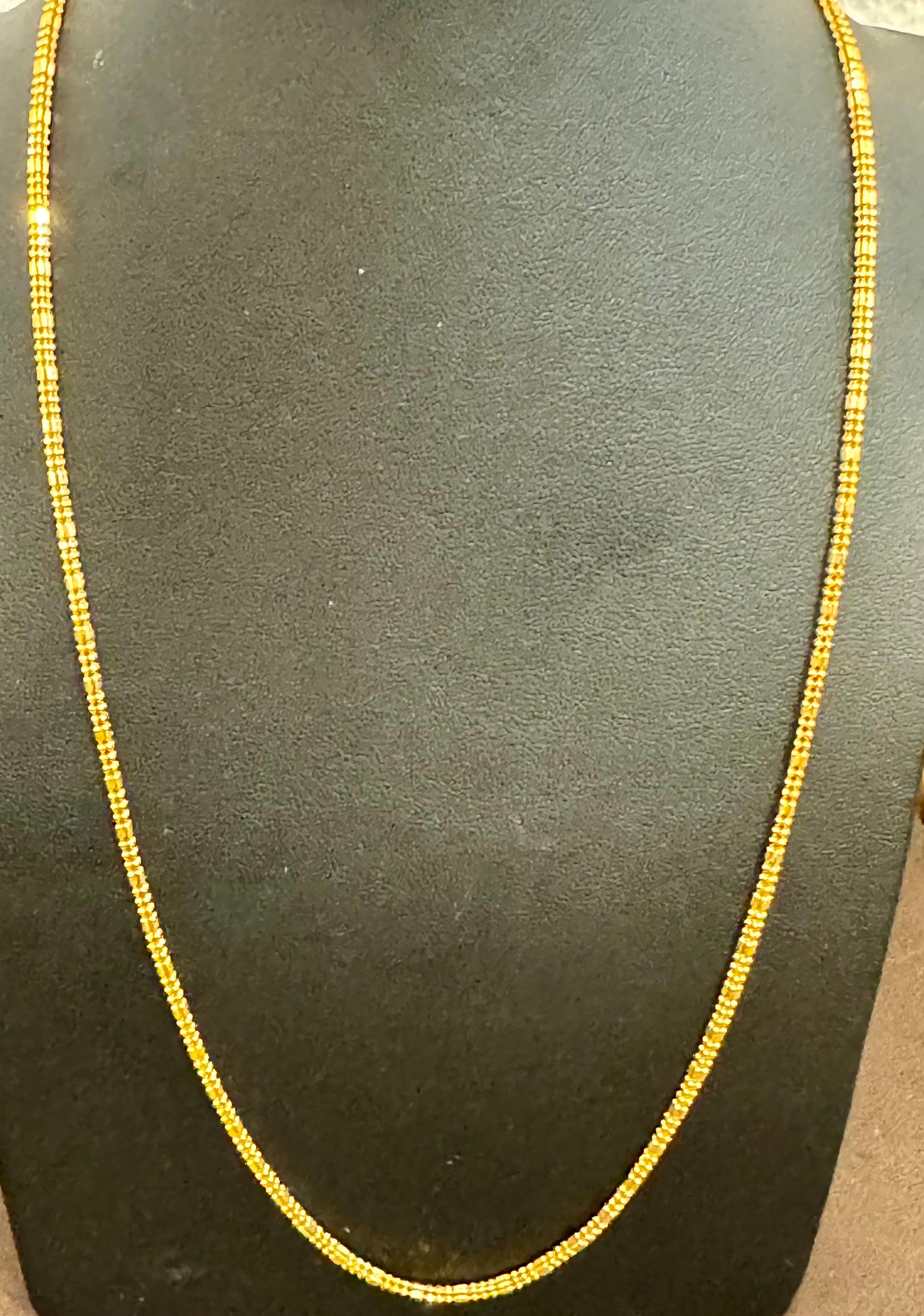Collar Vintage de Oro Amarillo de 22 Kilates de 10,5 Gm, 2 mm de ancho, 20 