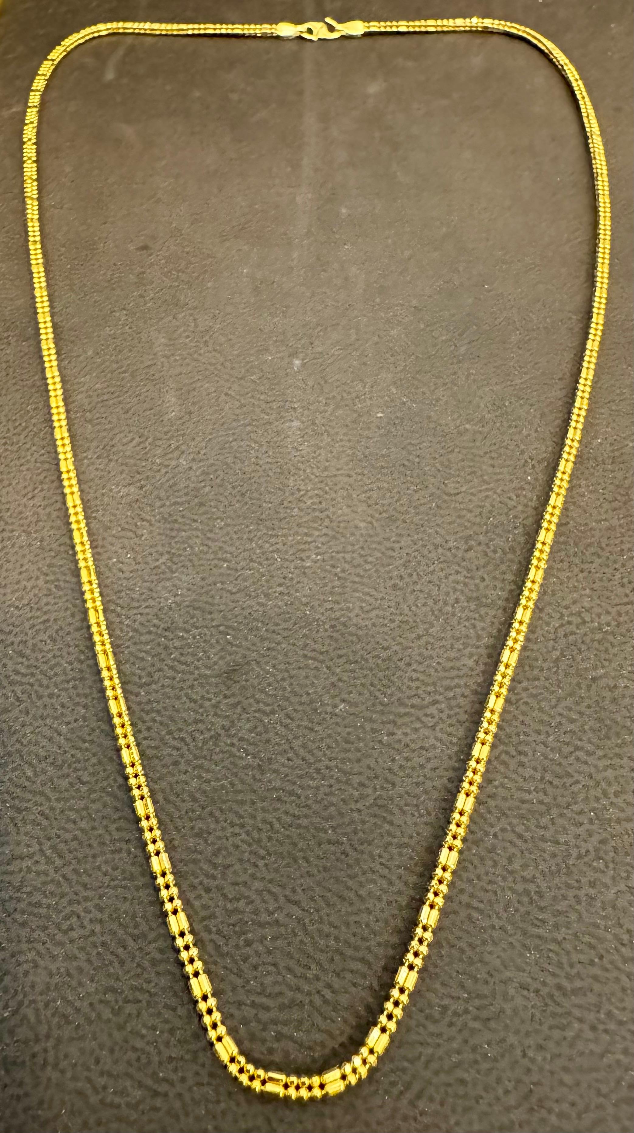 Collar Vintage de Oro Amarillo de 22 Kilates de 10,5 Gm, 2 mm de ancho, 20 