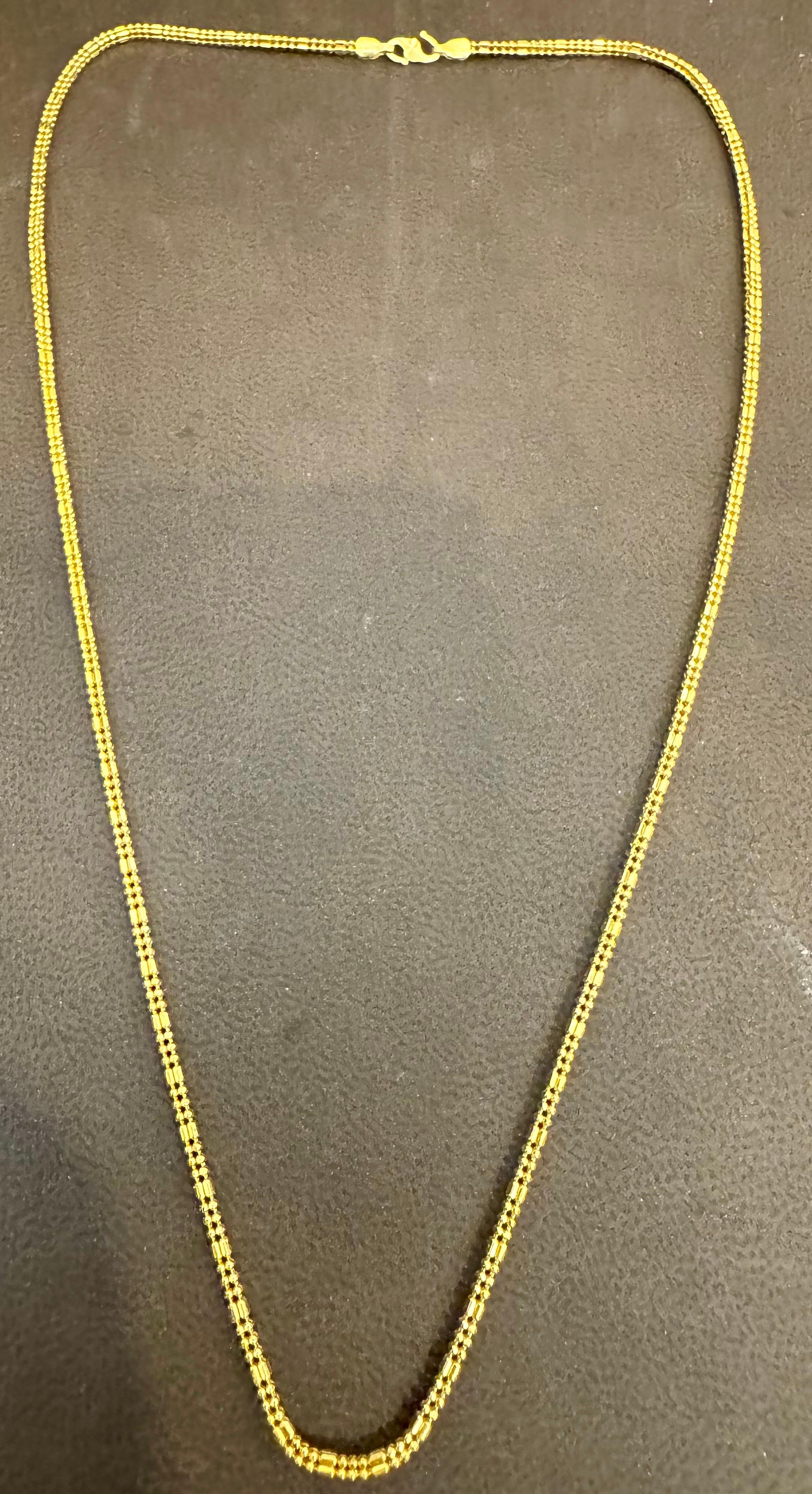 Collar Vintage de Oro Amarillo de 22 Kilates de 10,5 Gm, 2 mm de ancho, 20 