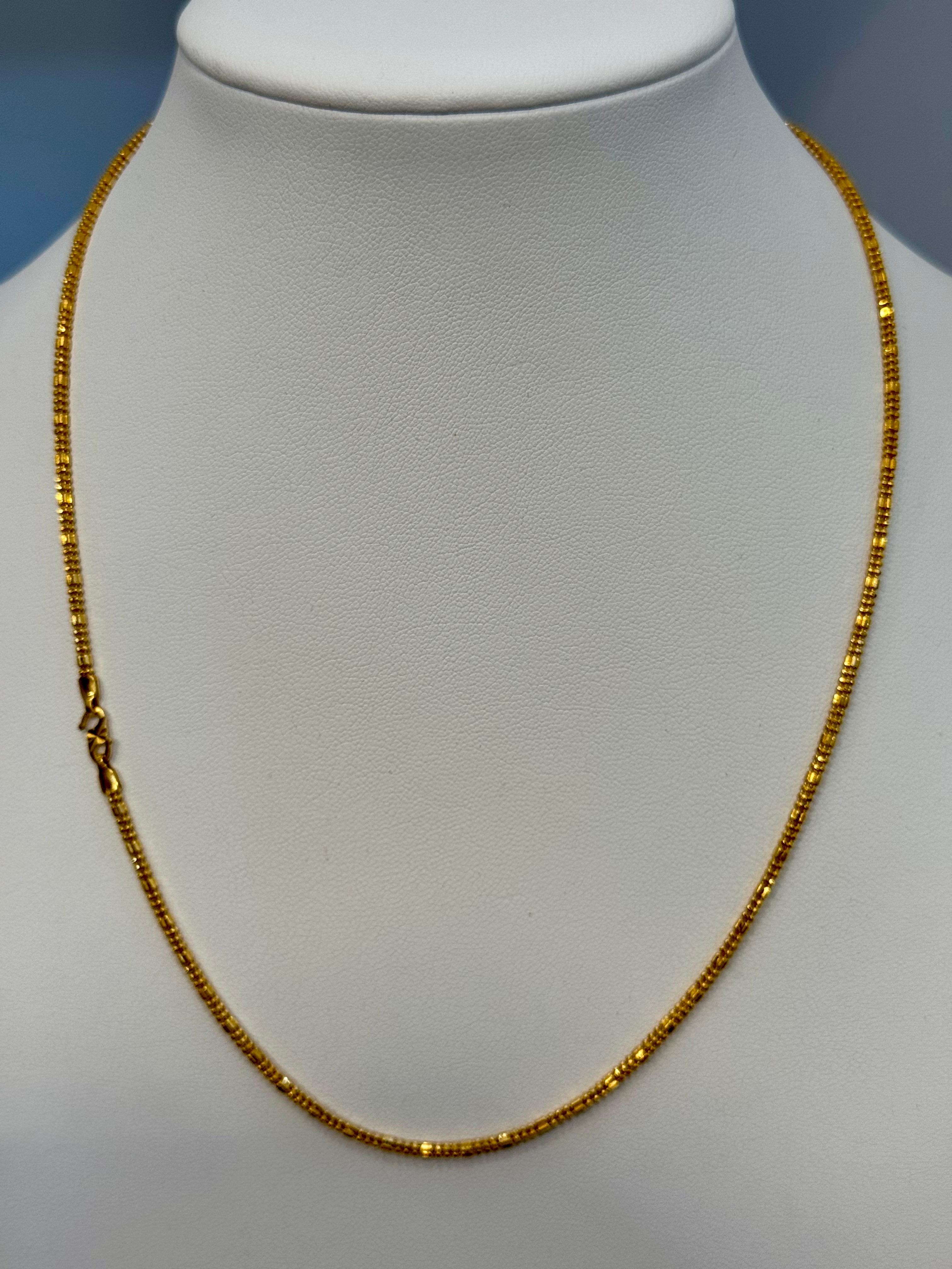 Collar Vintage de Oro Amarillo de 22 Kilates de 10,5 Gm, 2 mm de ancho, 20 