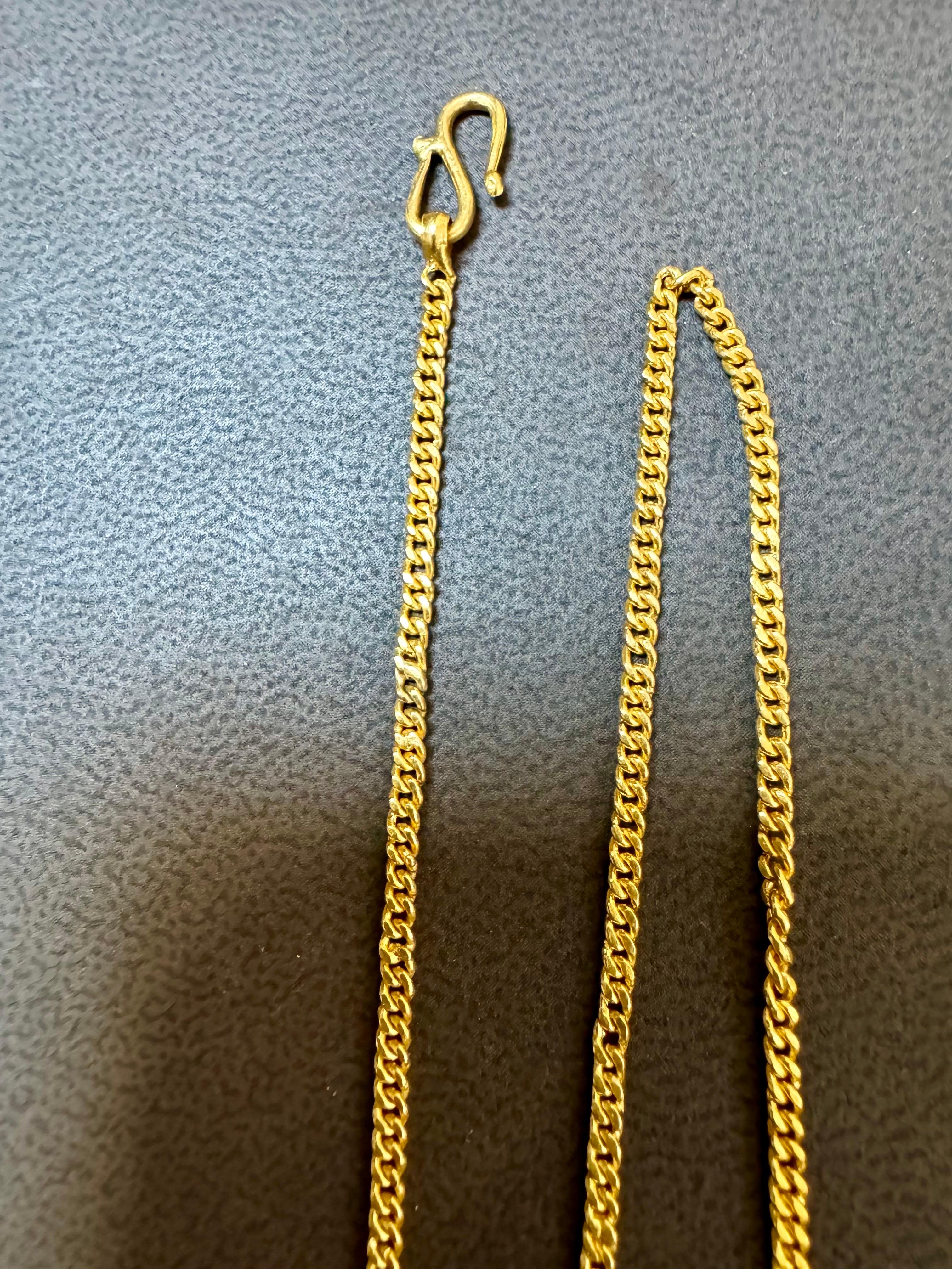 Vintage 22 Karat Yellow Gold 15.1 Gm, Link Chain, 2.4 mm Necklace, 24.5