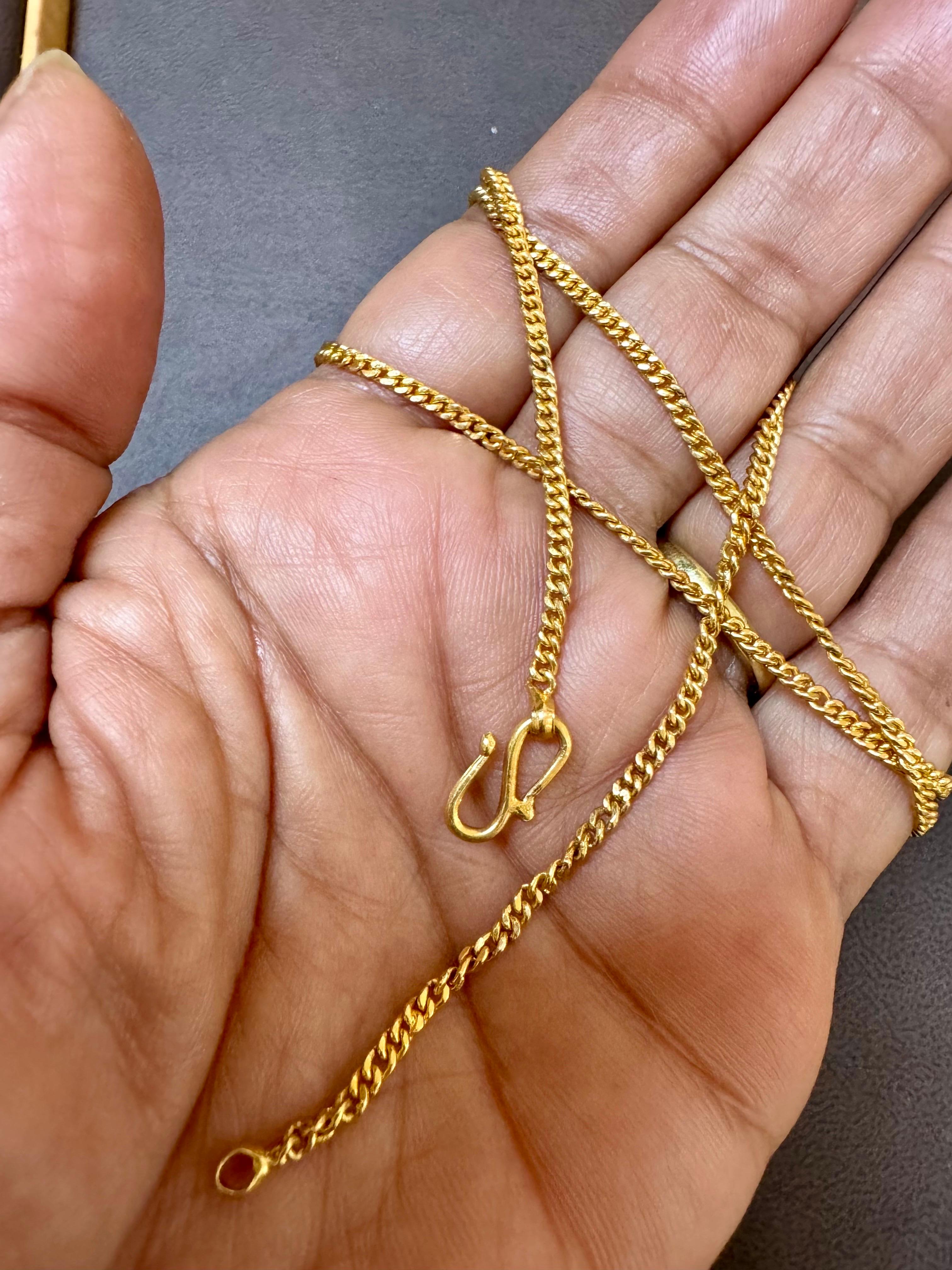 Women's or Men's Vintage 22 Karat Yellow Gold 15.1 Gm, Link Chain, 2.4 mm Necklace, 24.5