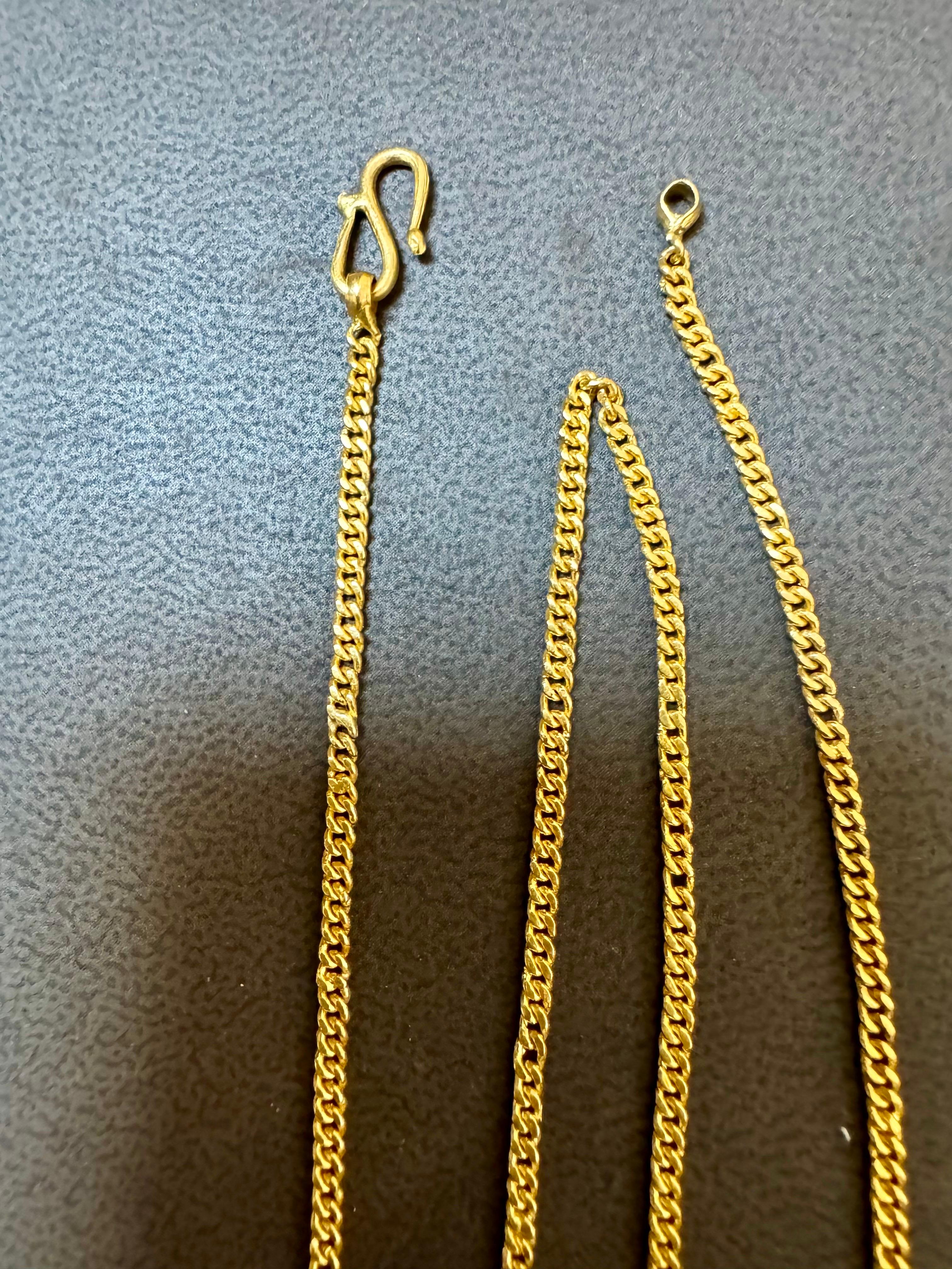 Vintage 22 Karat Yellow Gold 15.1 Gm, Link Chain, 2.4 mm Necklace, 24.5