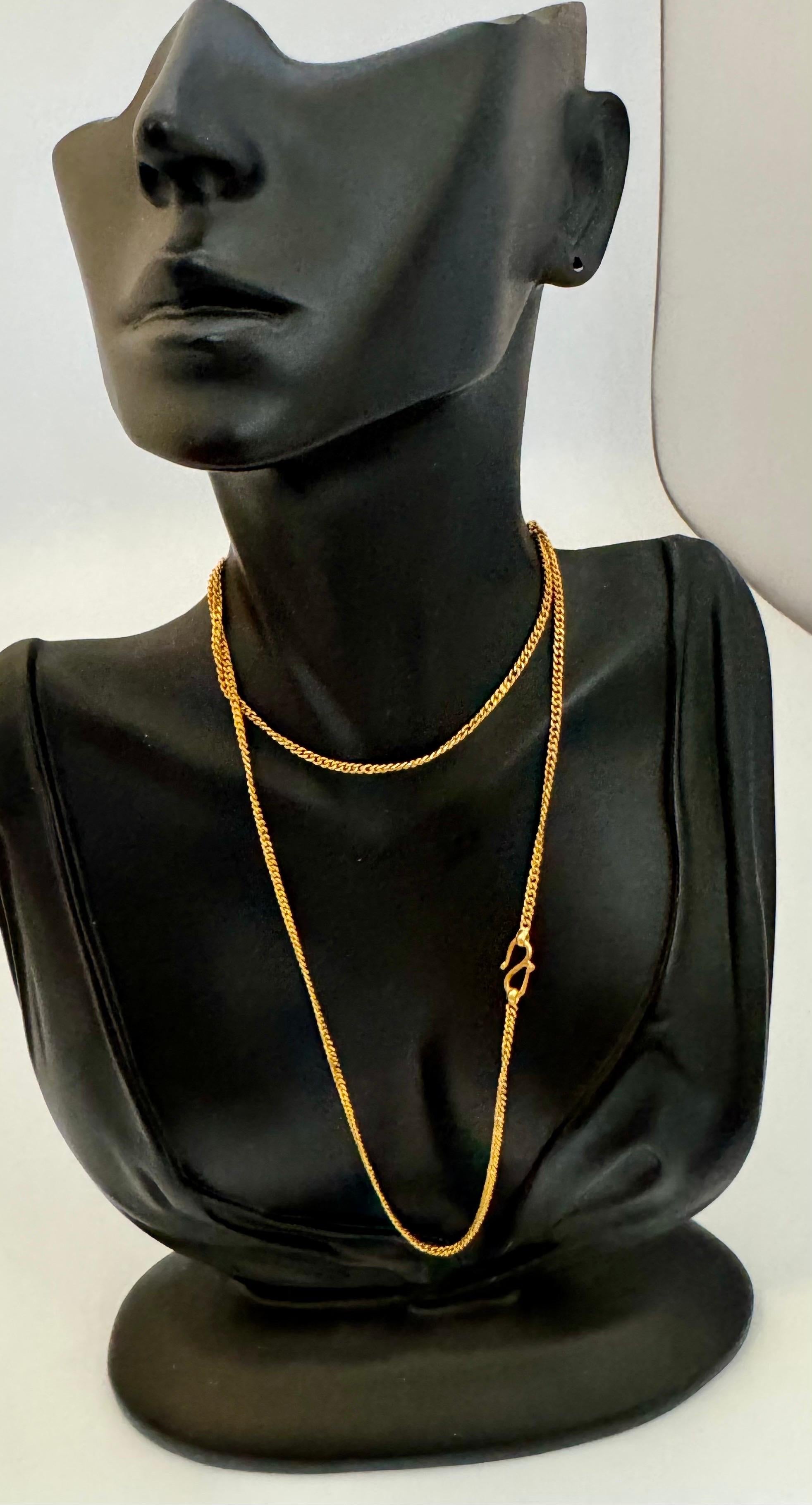 Vintage 22 Karat Yellow Gold 15.1 Gm, Link Chain, 2.4 mm Necklace, 24.5