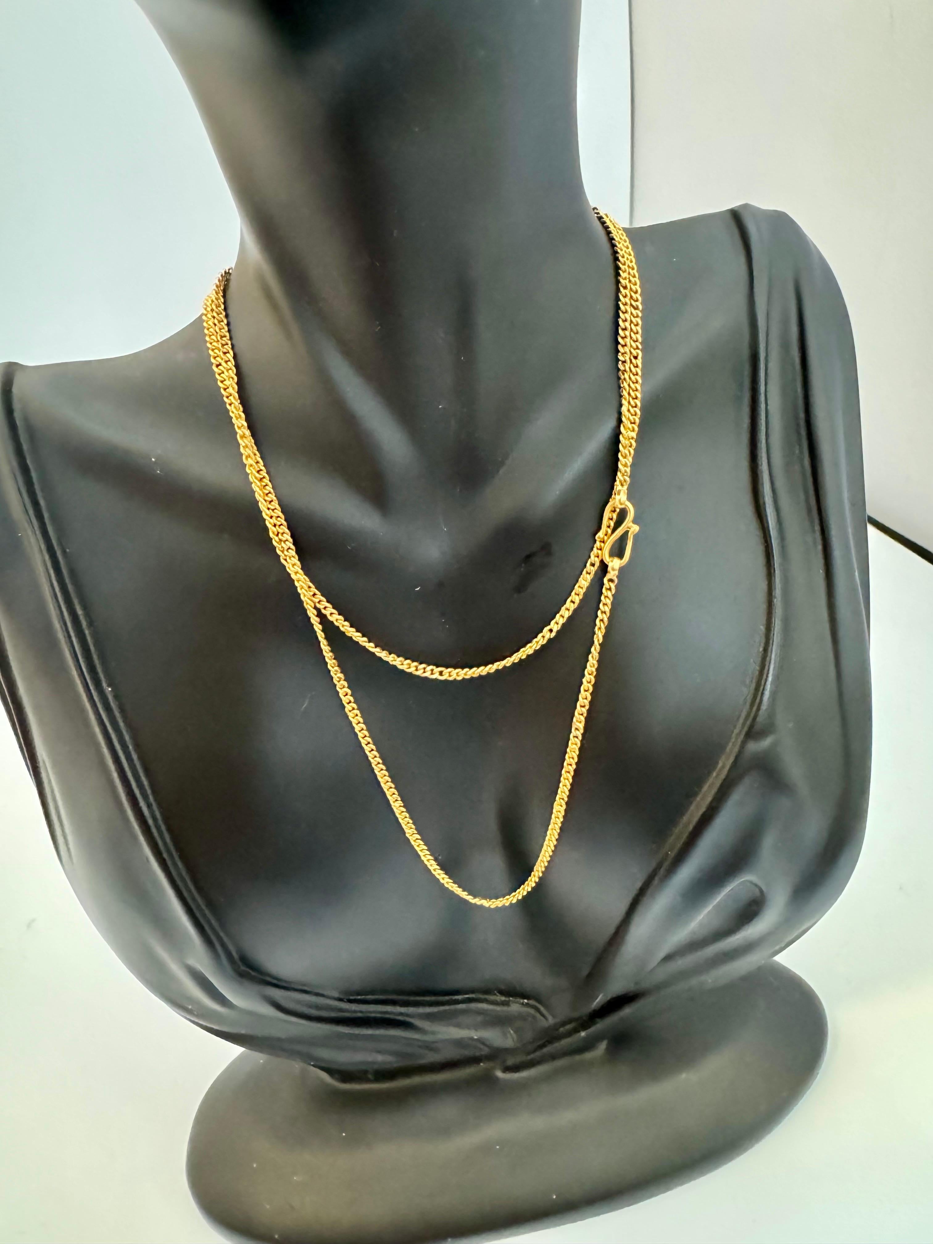Vintage 22 Karat Yellow Gold 15.1 Gm, Link Chain, 2.4 mm Necklace, 24.5