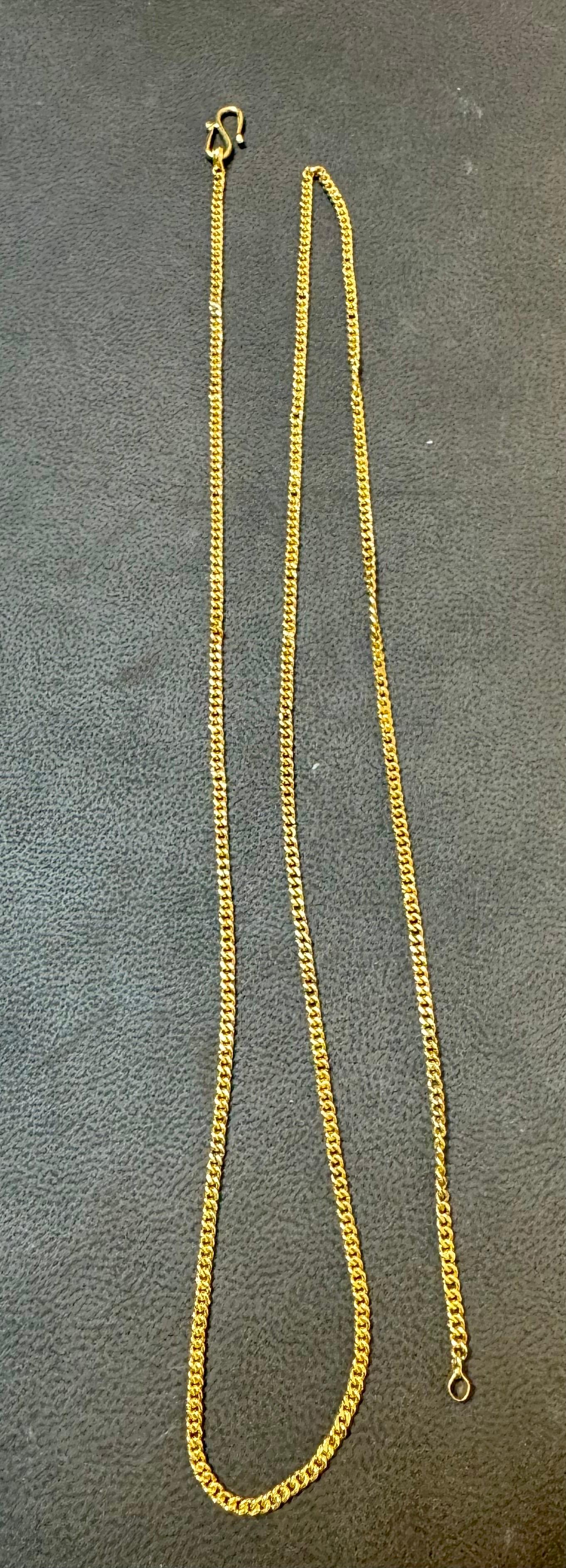 Vintage 22 Karat Yellow Gold 15.1 Gm, Link Chain, 2.4 mm Necklace, 24.5
