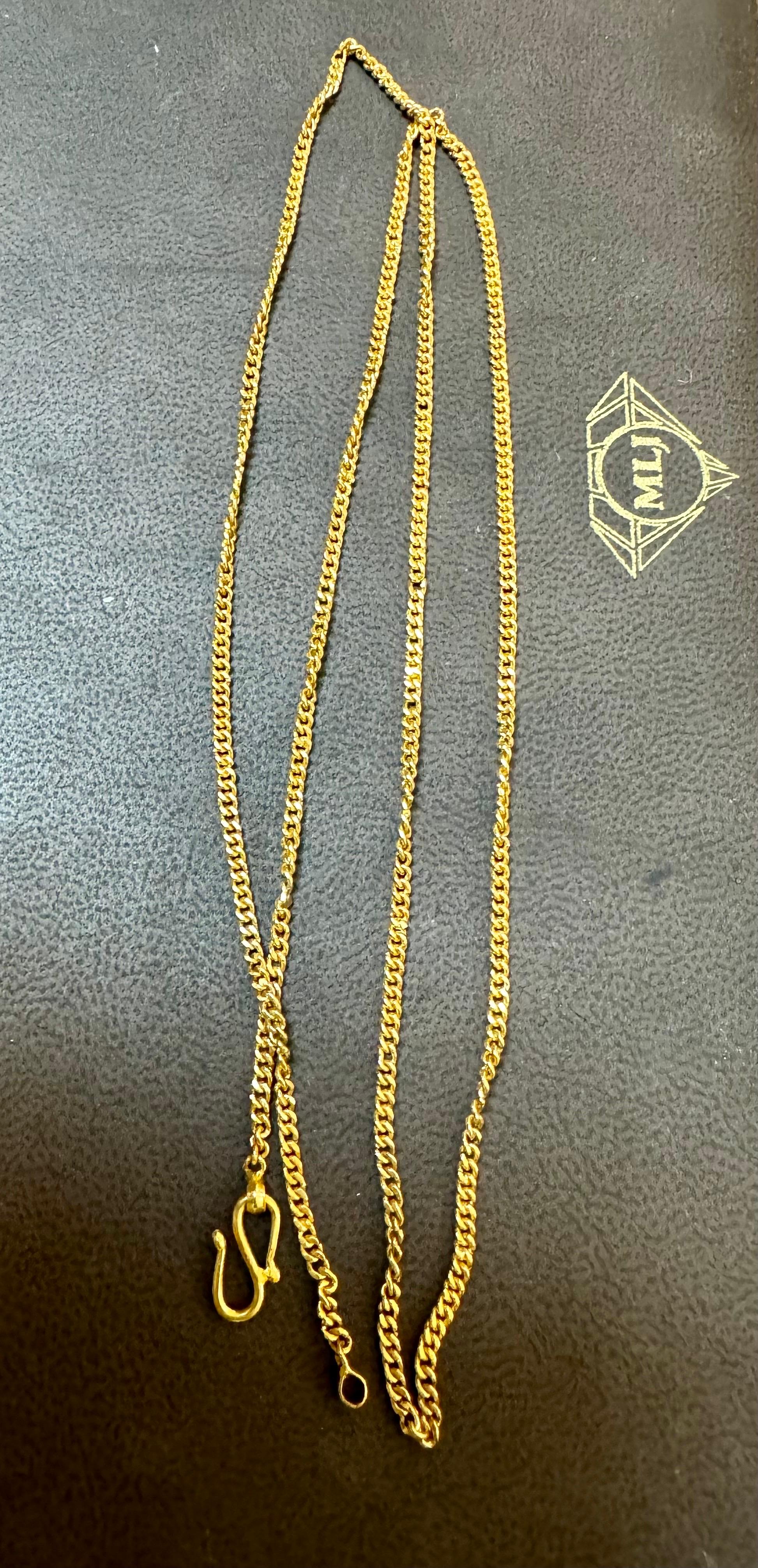 Vintage 22 Karat Yellow Gold 15.1 Gm, Link Chain, 2.4 mm Necklace, 24.5