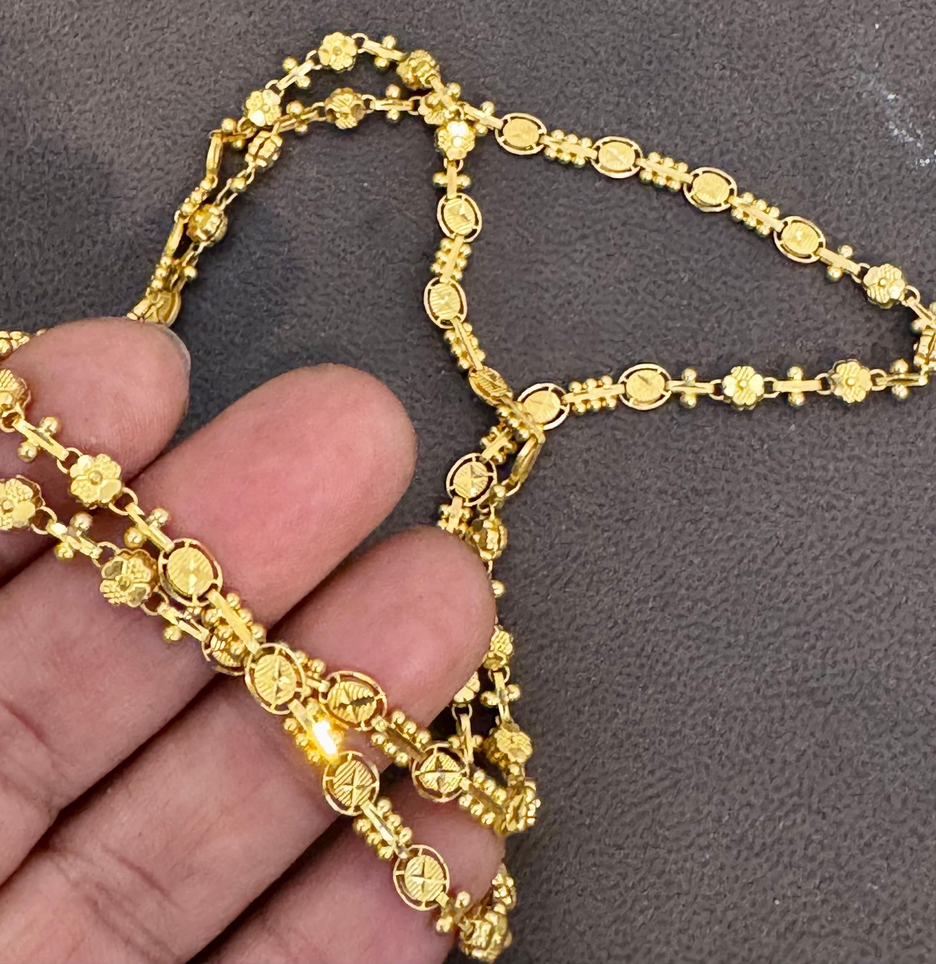 Collar Vintage de Oro Amarillo de 22 Kilates de 15,8 Gm, 4,6 mm de ancho y 24 