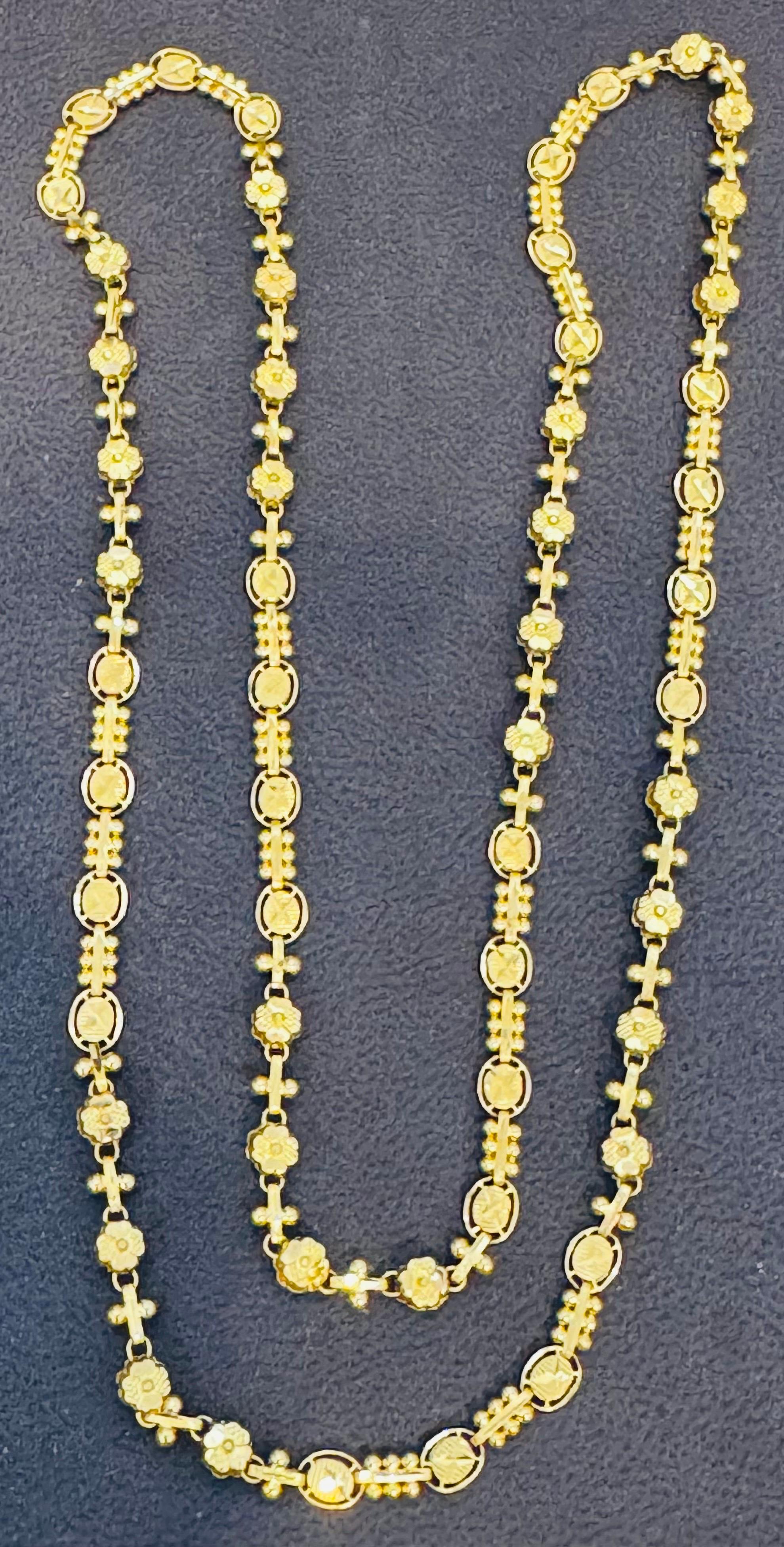 Collar Vintage de Oro Amarillo de 22 Kilates de 15,8 Gm, 4,6 mm de ancho y 24 