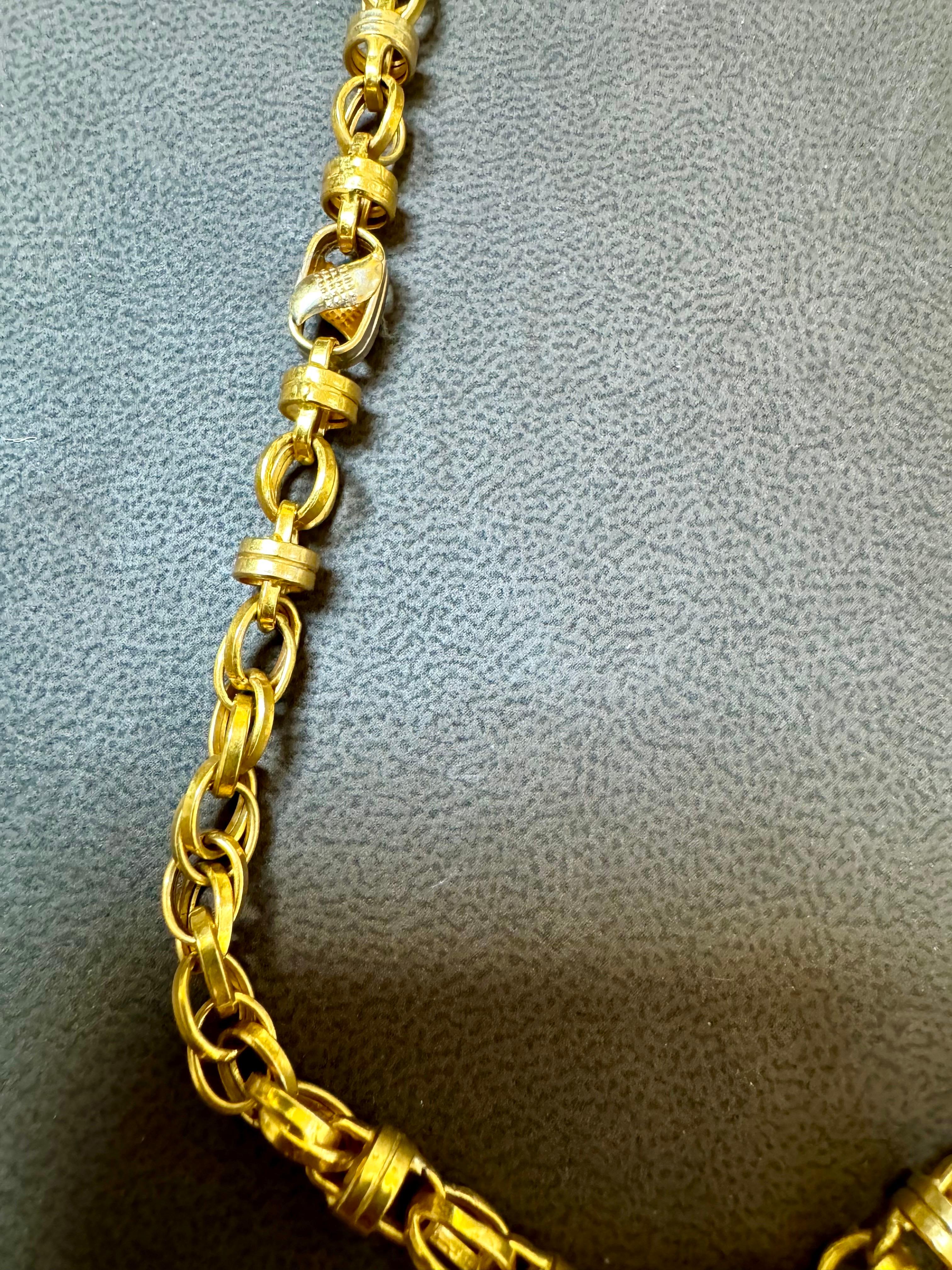 Collar Vintage de Oro Amarillo de 22 Kilates de 32 Gm, Cadena de Eslabones, 6-7 mm de ancho, 24 