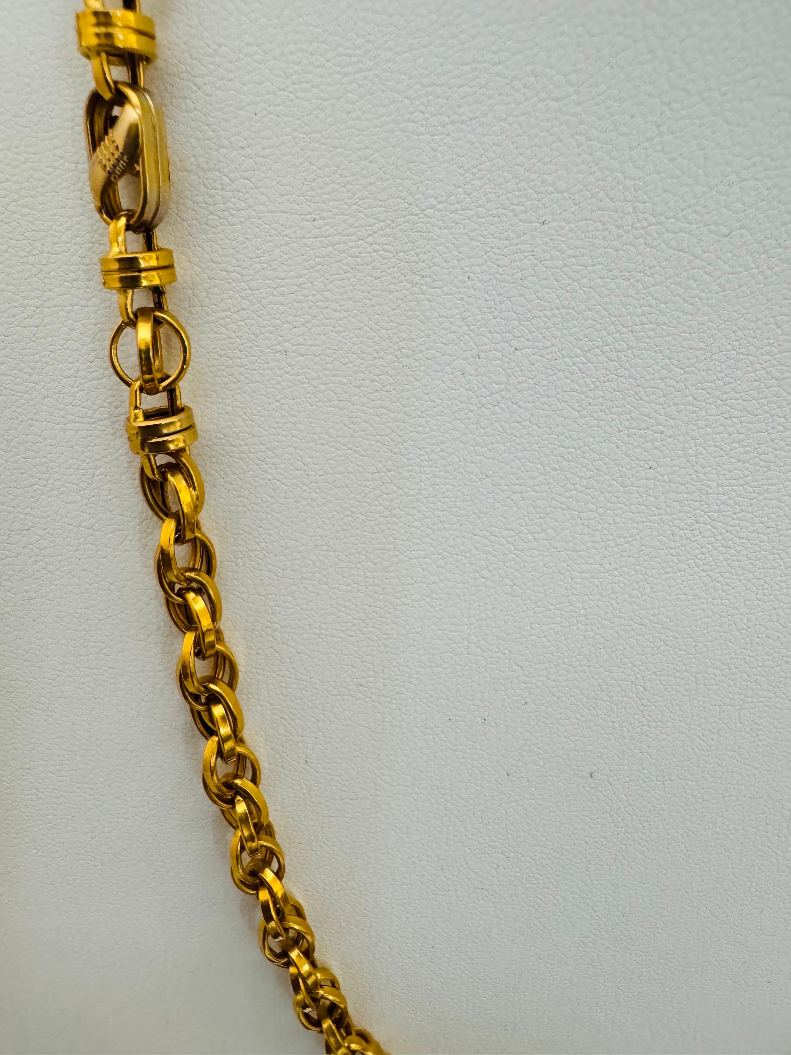 Cadena de eslabones vintage de oro amarillo de 22 quilates de 32 gm, de 6 a 7 mm de ancho  Collar, 24 