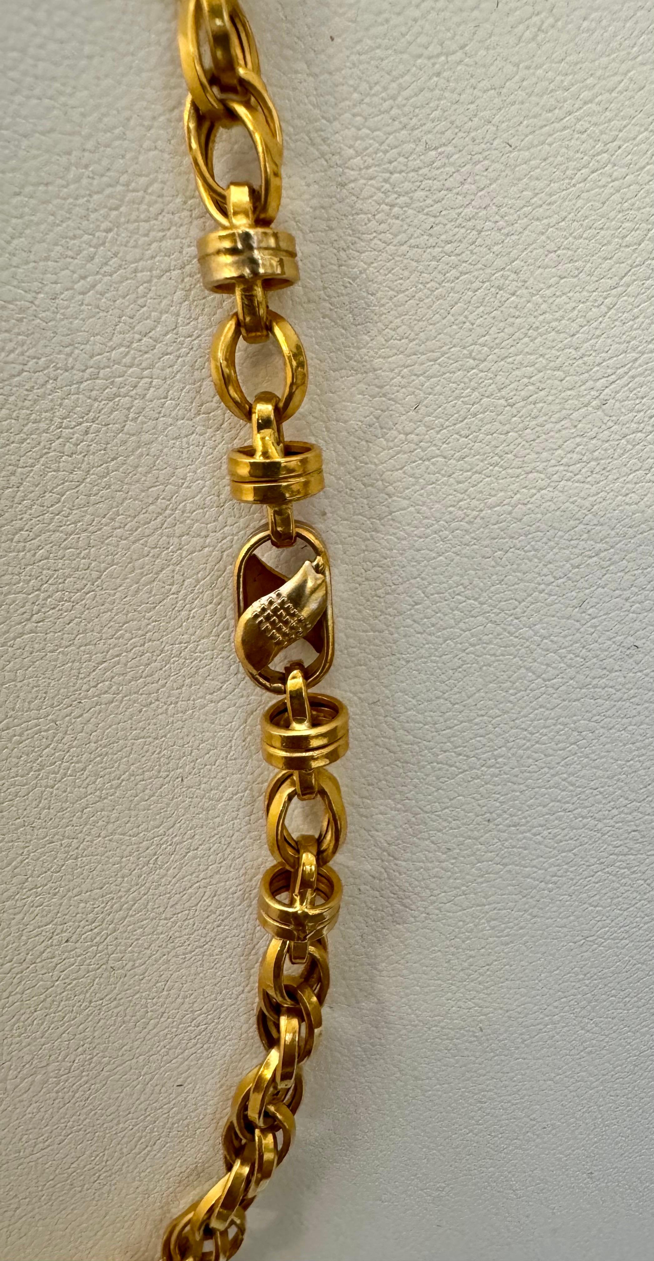 Collar Vintage de Oro Amarillo de 22 Kilates de 32 Gm, Cadena de Eslabones, 6-7 mm de ancho, 24 