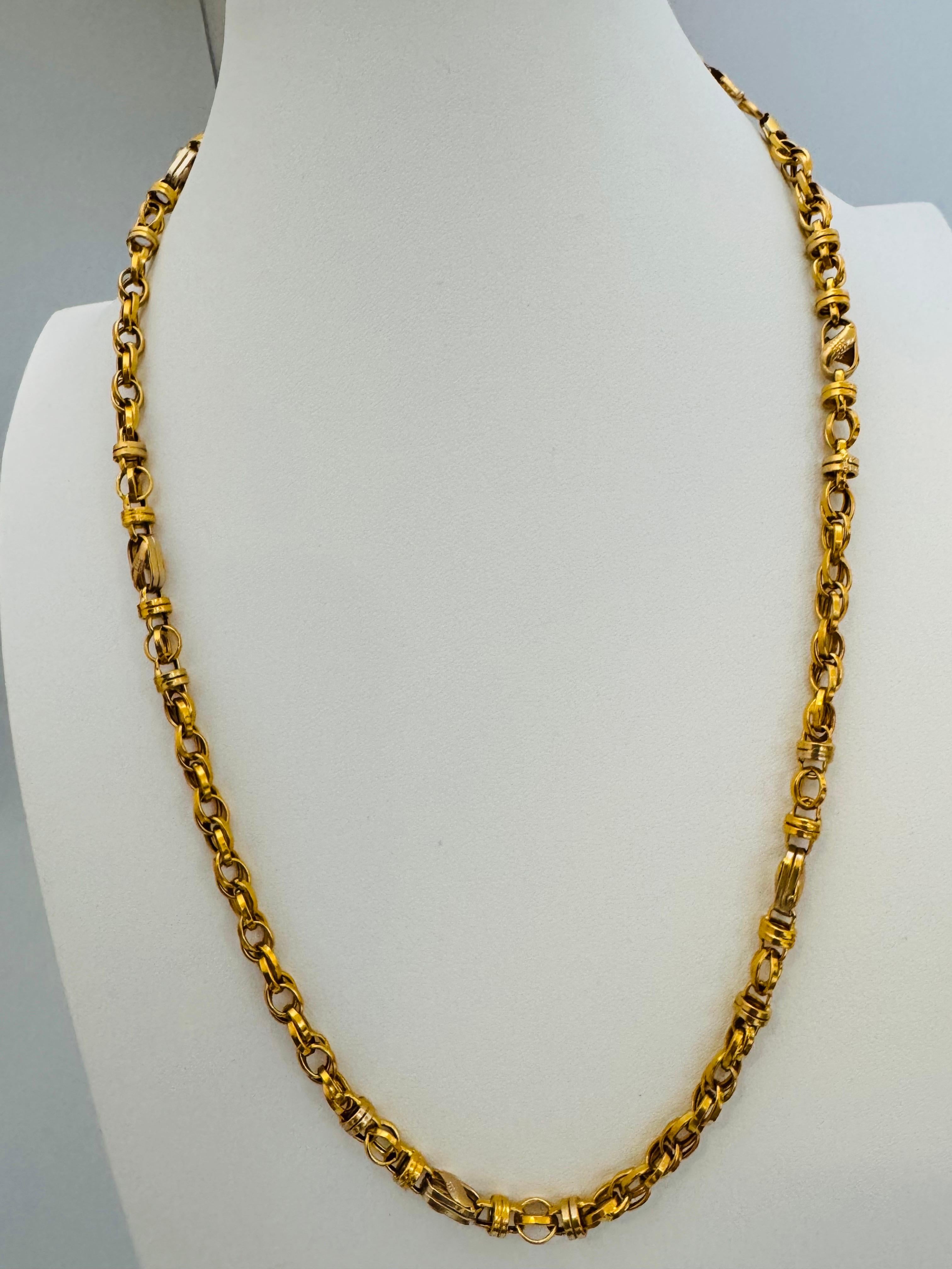 Collar Vintage de Oro Amarillo de 22 Kilates de 32 Gm, Cadena de Eslabones, 6-7 mm de ancho, 24 