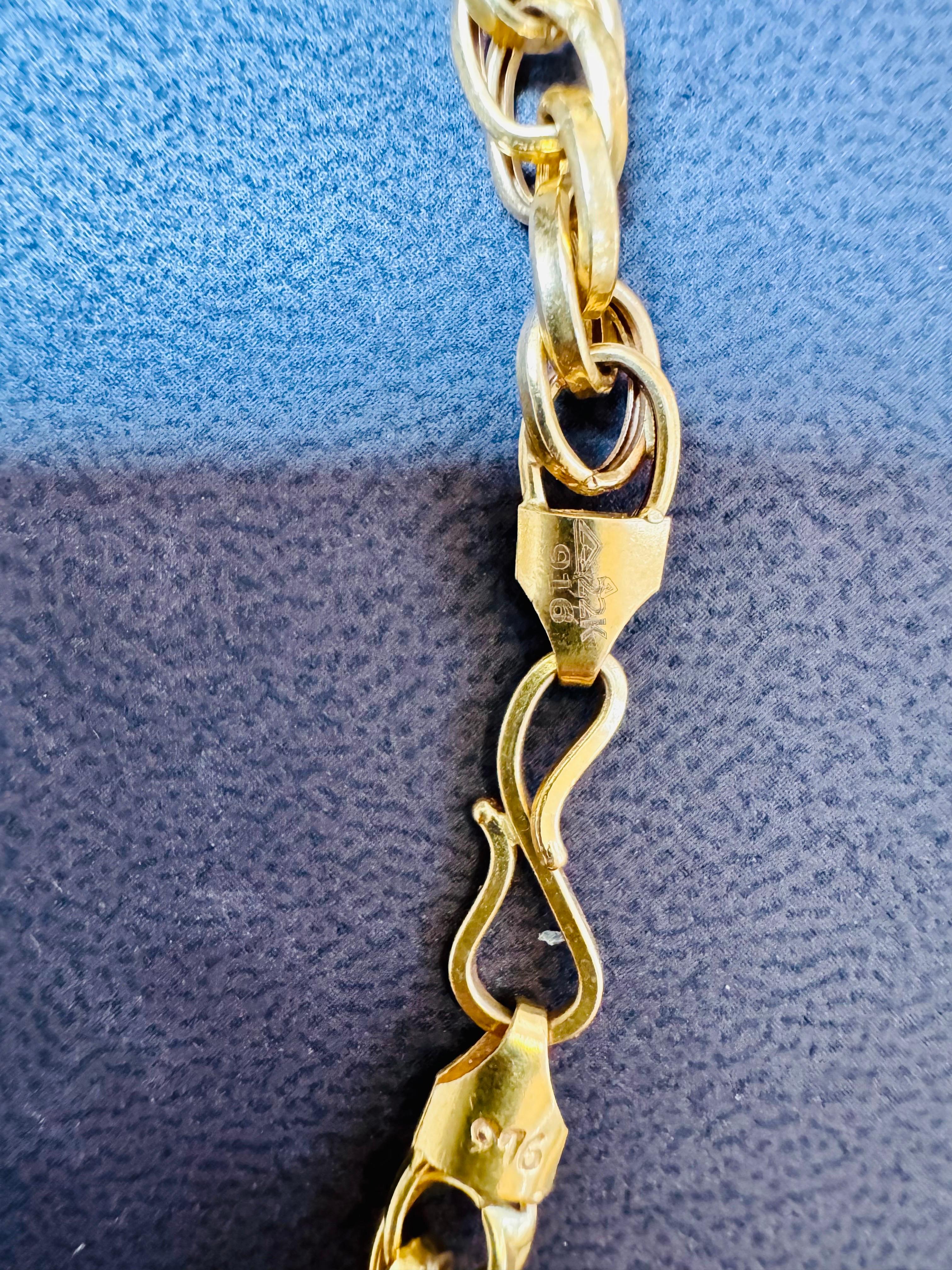 Collar Vintage de Oro Amarillo de 22 Kilates de 32 Gm, Cadena de Eslabones, 6-7 mm de ancho, 24 