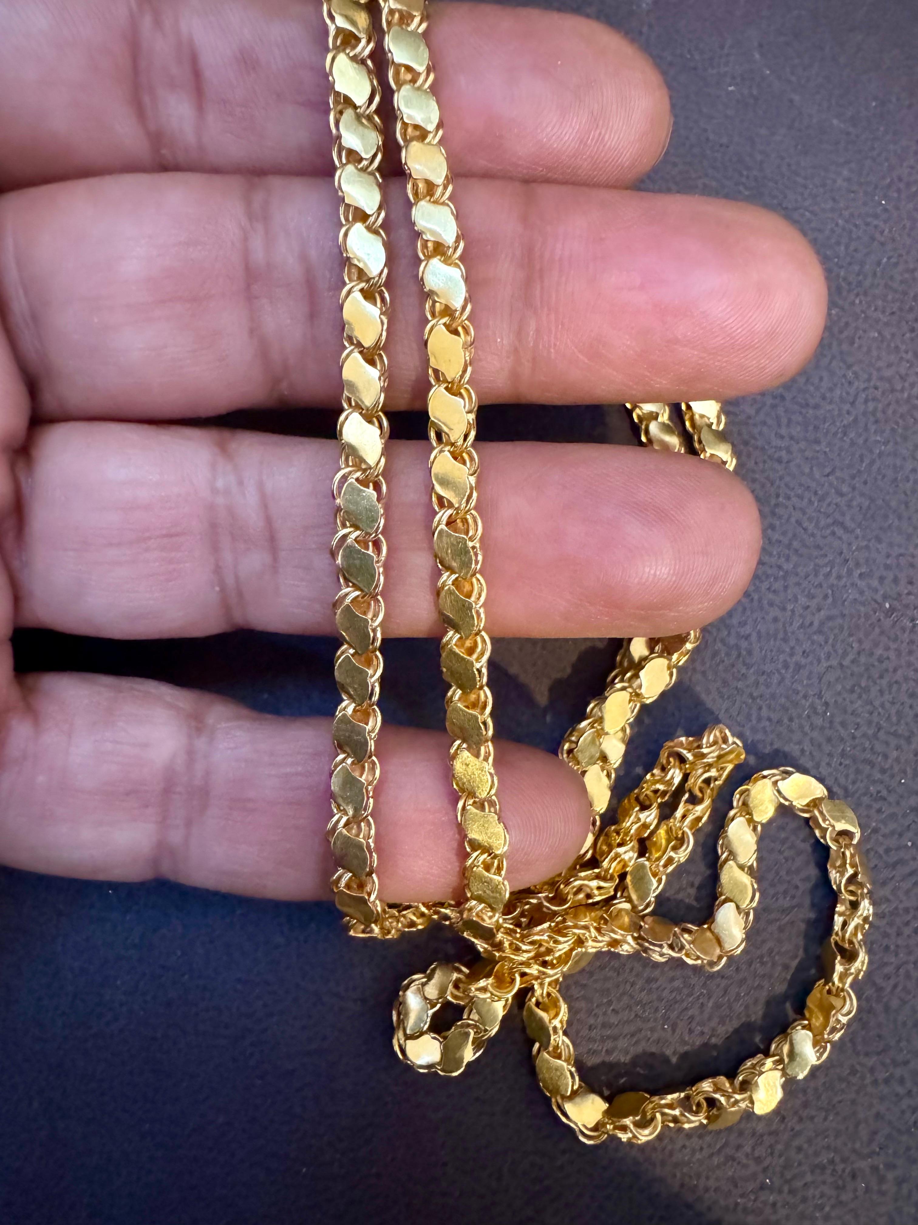 Collar vintage de oro amarillo de 22 quilates de 36,3 gm, 4,2 mm de ancho y 29 