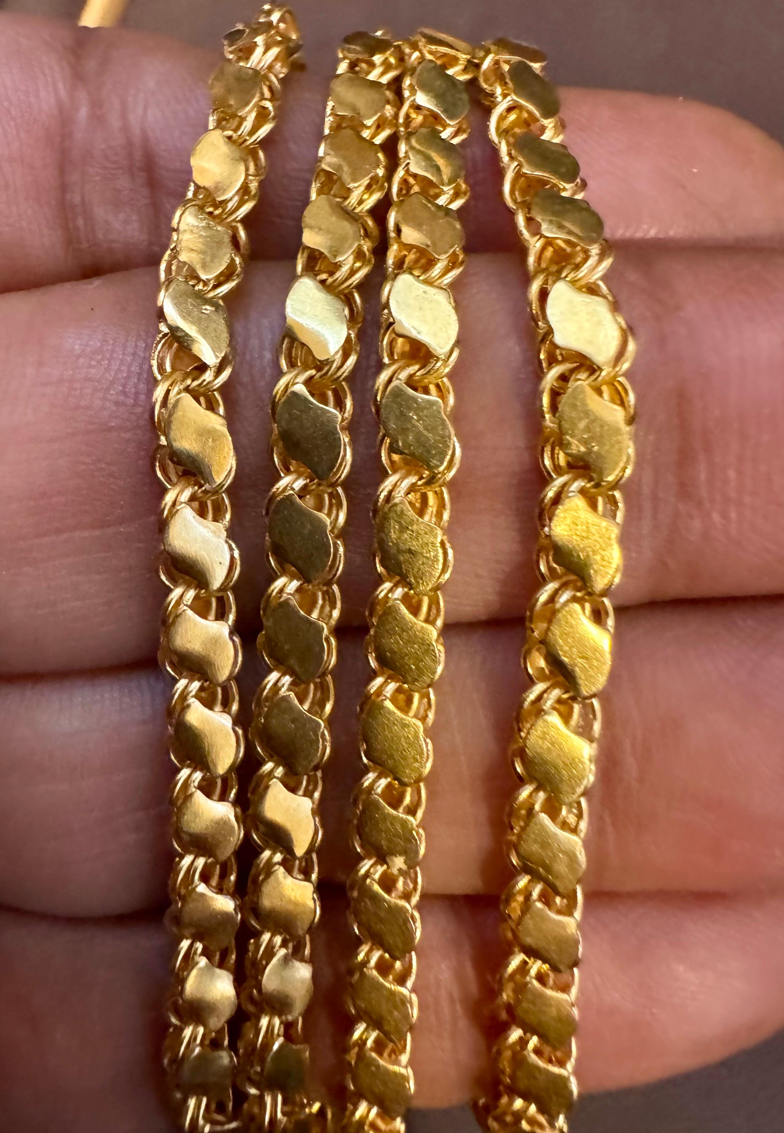 Collar vintage de oro amarillo de 22 quilates de 36,3 gm, 4,2 mm de ancho y 29 