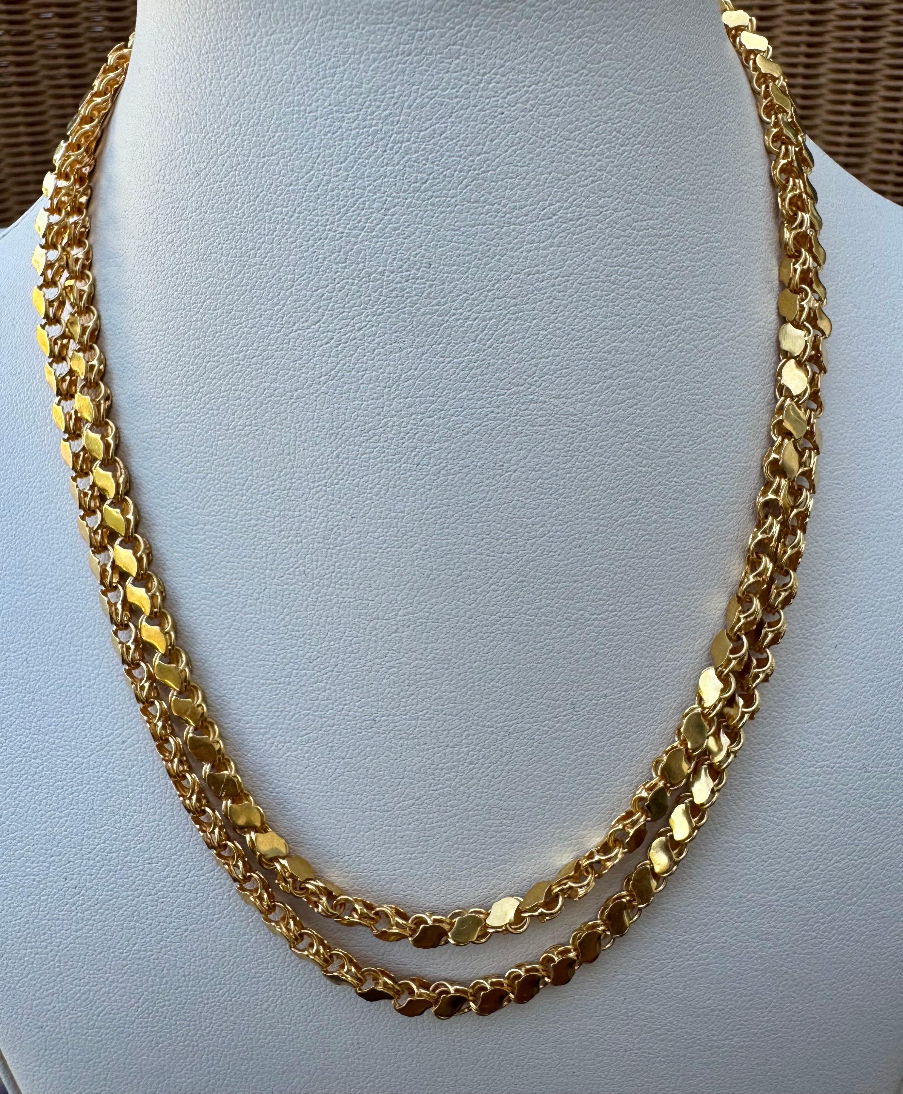 Collar vintage de oro amarillo de 22 quilates de 36,3 gm, 4,2 mm de ancho y 29 