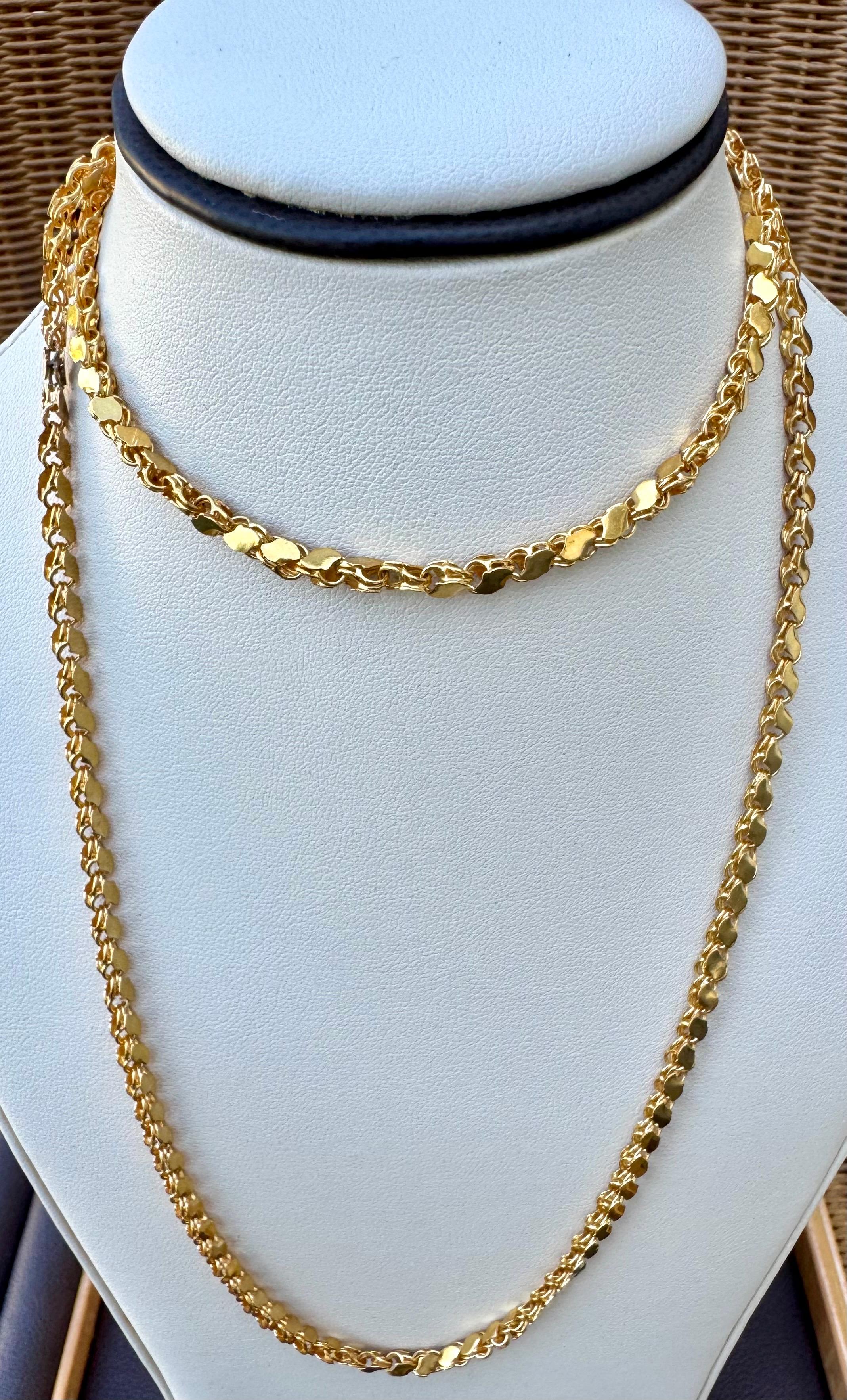 Collar vintage de oro amarillo de 22 quilates de 36,3 gm, 4,2 mm de ancho y 29 