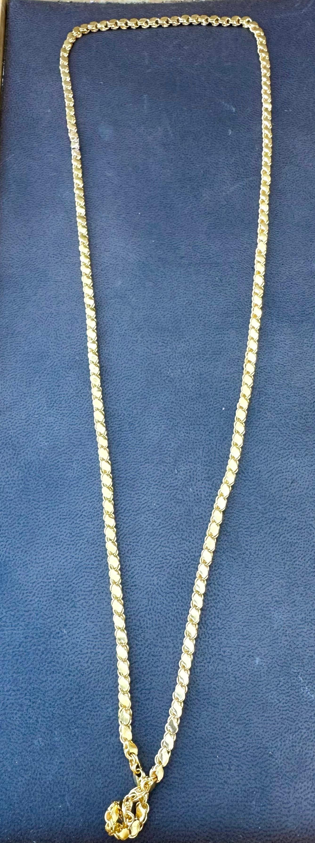 Collar vintage de oro amarillo de 22 quilates de 36,3 gm, 4,2 mm de ancho y 29 