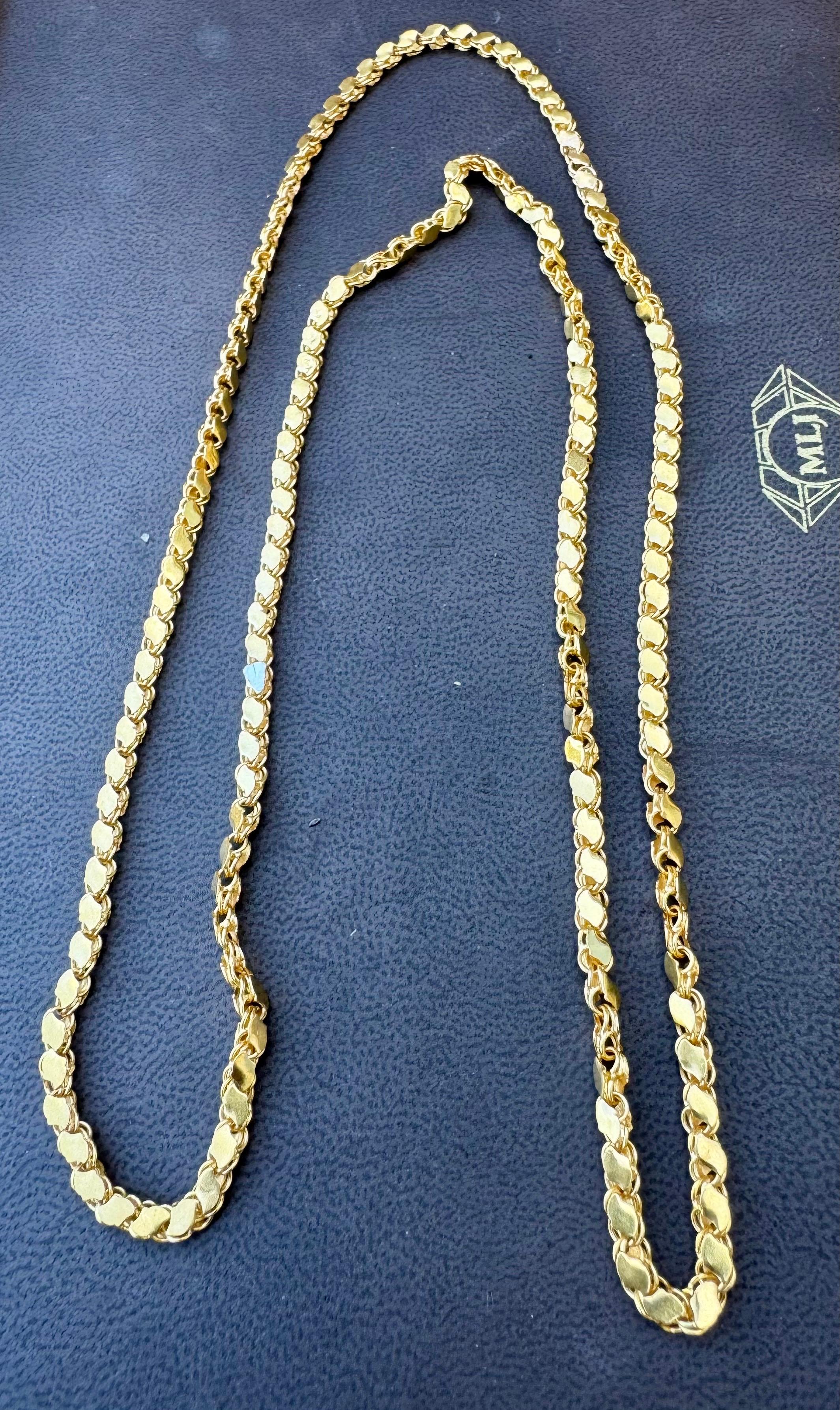 Collar vintage de oro amarillo de 22 quilates de 36,3 gm, 4,2 mm de ancho y 29 