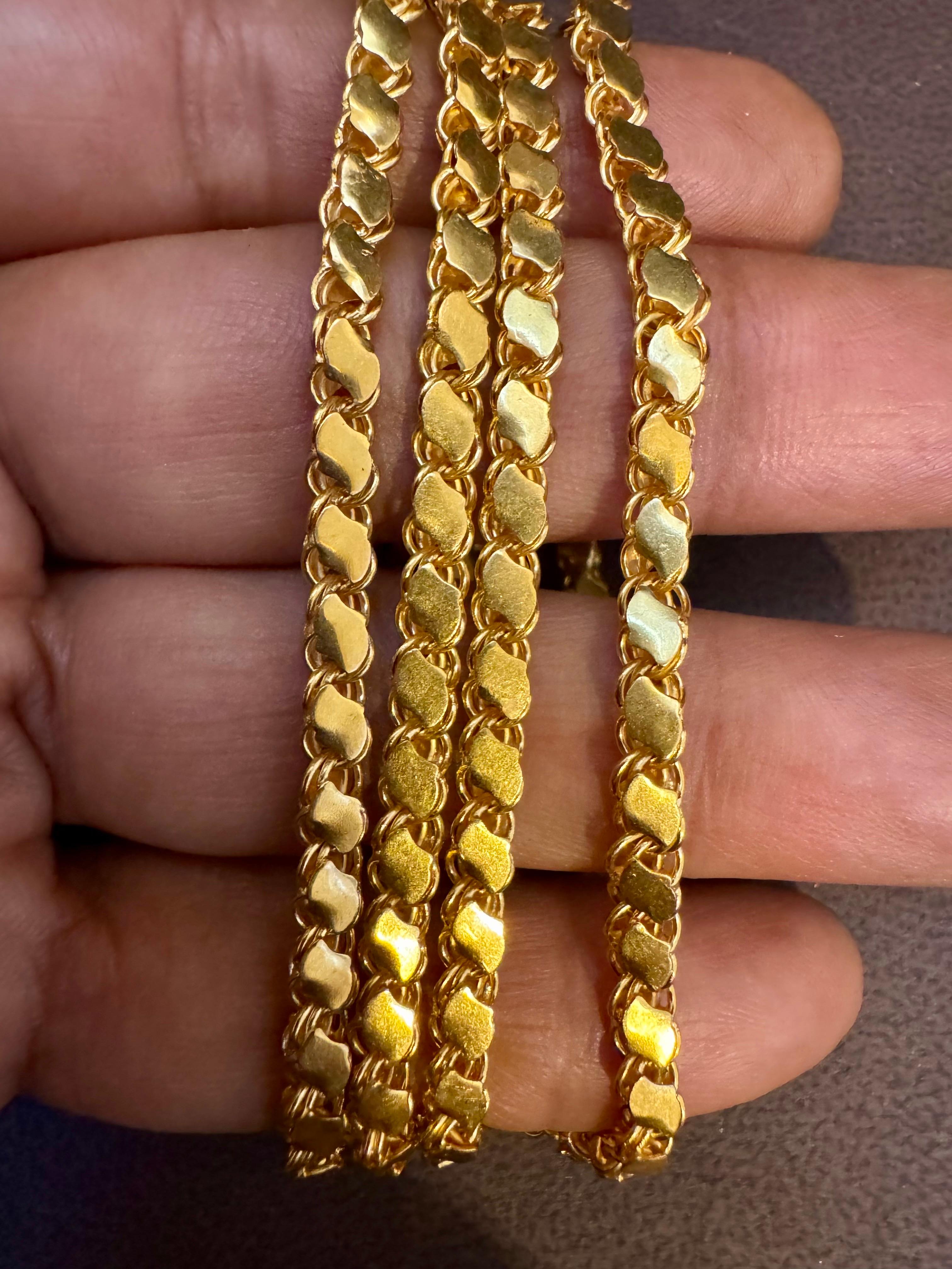 Collar vintage de oro amarillo de 22 quilates de 36,3 gm, 4,2 mm de ancho y 29 " de largo en venta