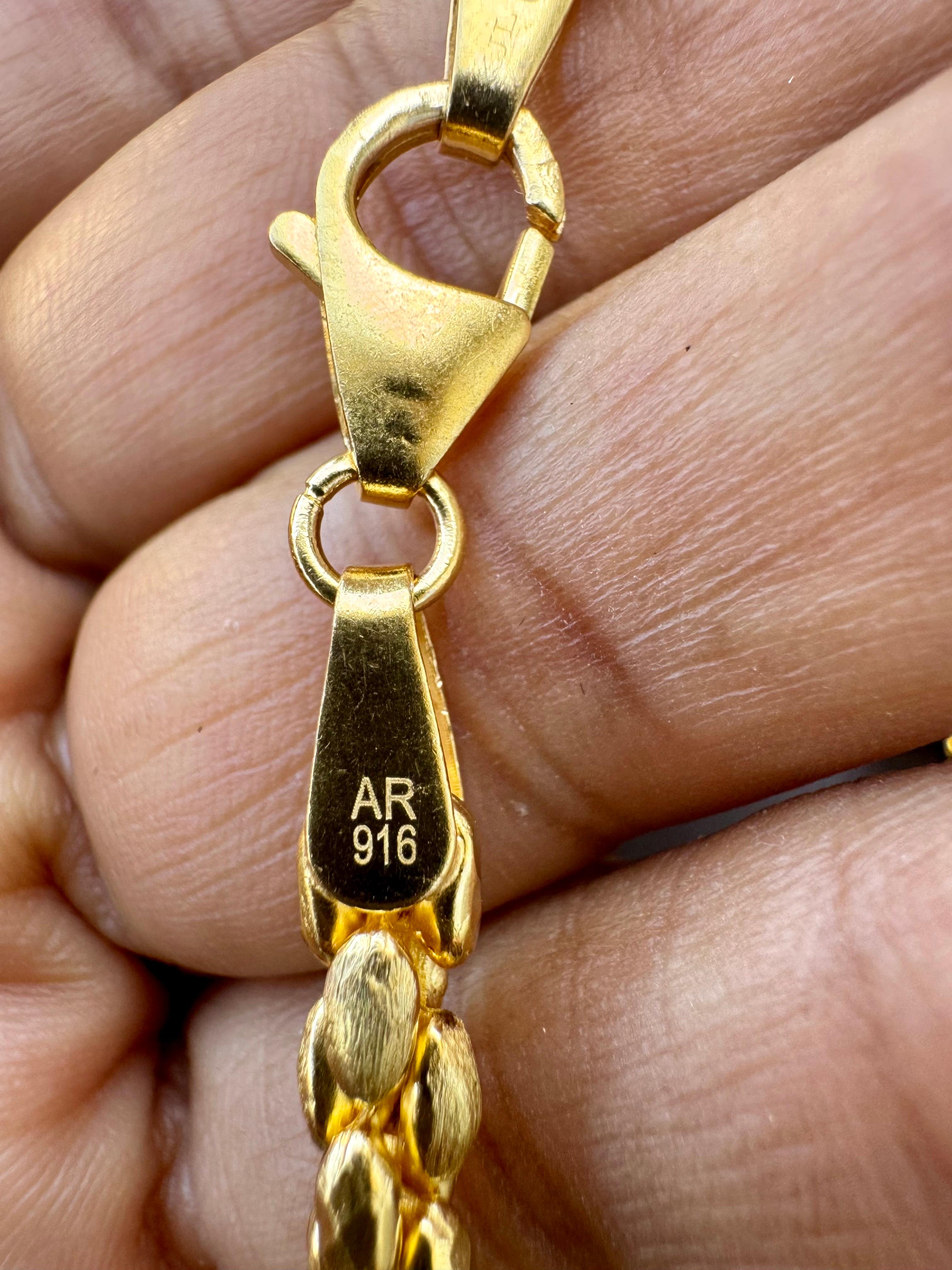 Collar vintage de oro amarillo de 22 quilates de 47,1 gm, 4,5 mm de ancho y 20 
