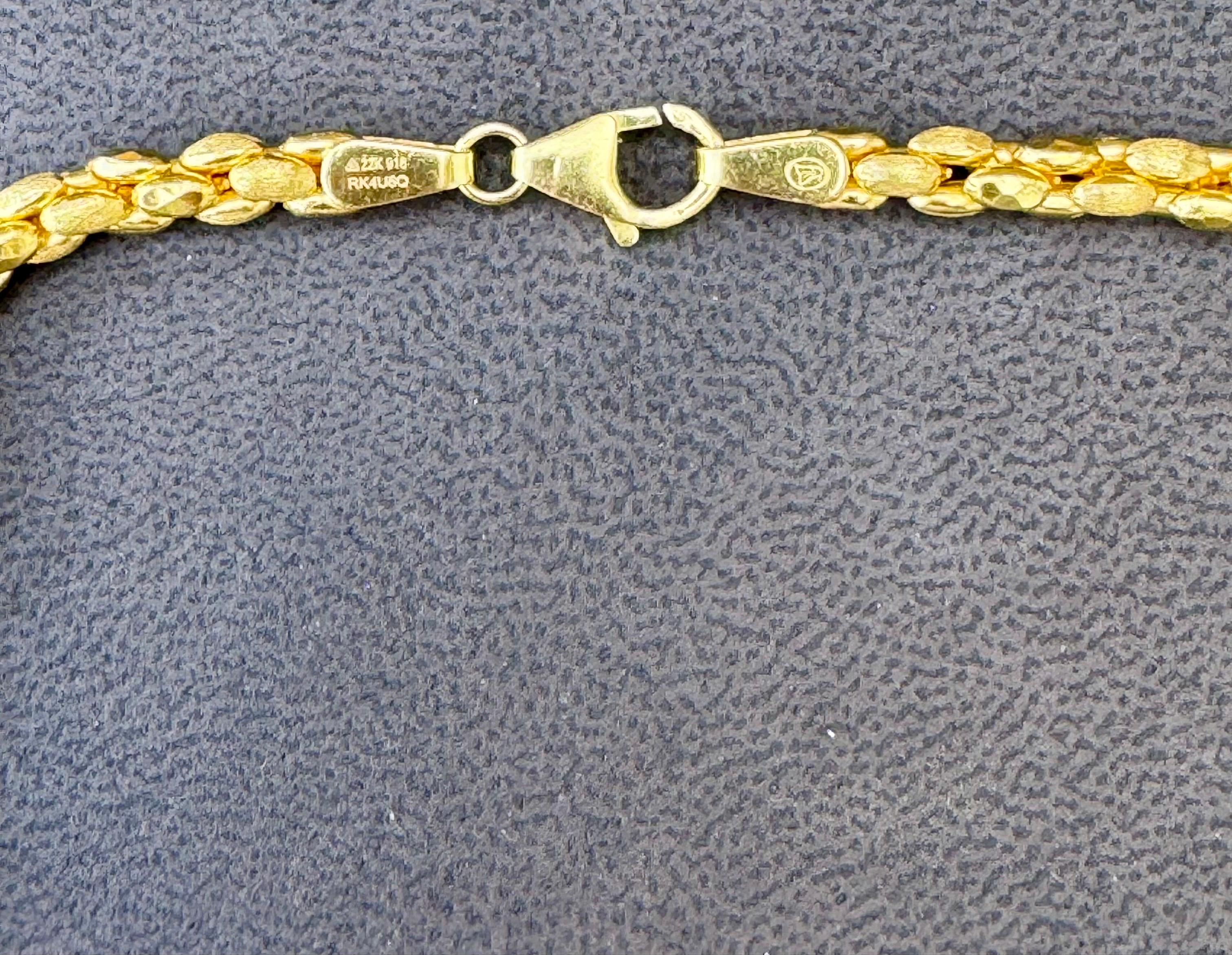 Collar vintage de oro amarillo de 22 quilates de 47,1 gm, 4,5 mm de ancho y 20 