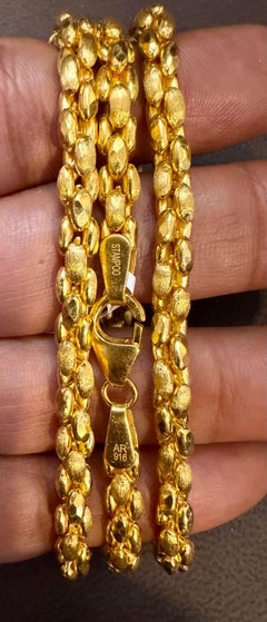 Collar vintage de oro amarillo de 22 quilates de 47,1 gm, 4,5 mm de ancho y 20 " de largo