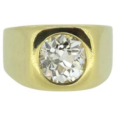 Vintage 2.20 Carat Old-Cut Diamond Signet Ring