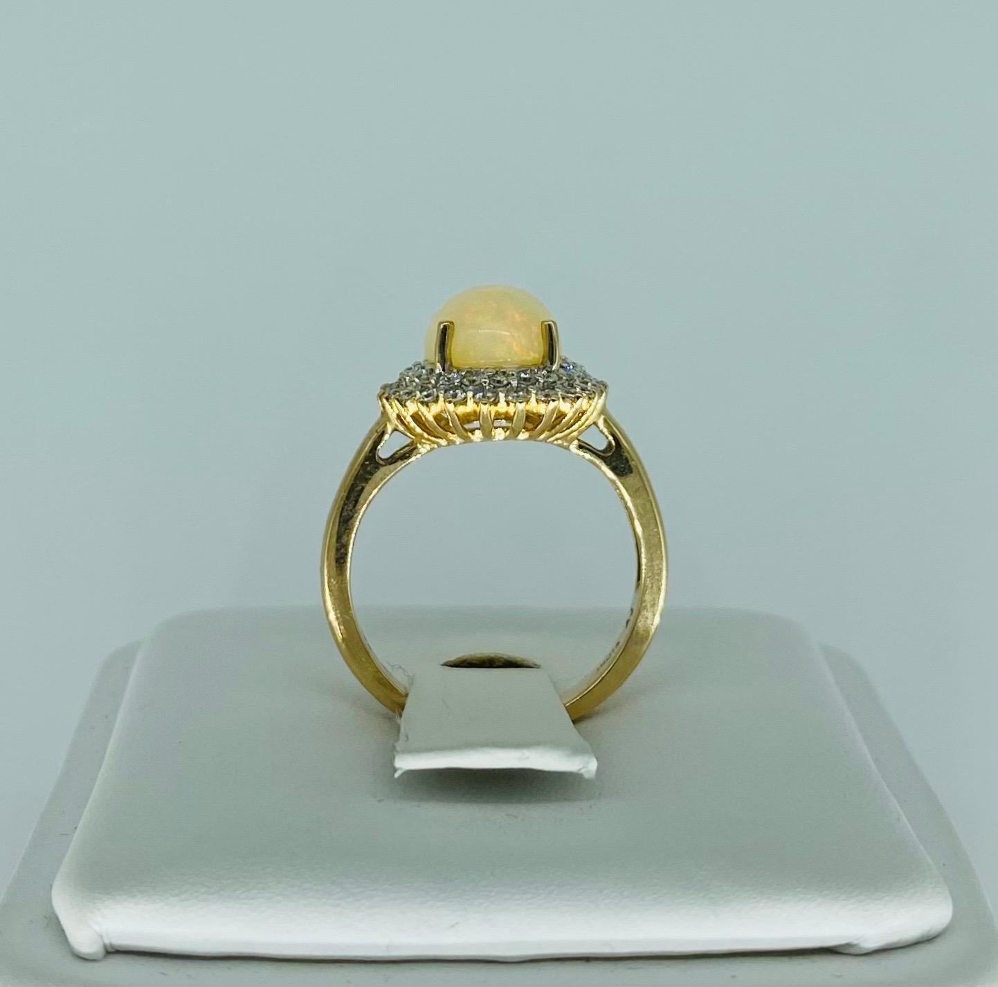 Women's Vintage 2.20 Carat Opal & Diamonds Cluster Ring For Sale