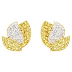 Vintage 2.20ct Yellow Sapphire and Diamond Earrings, c.1970s