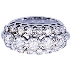 Retro 2.21 Carat Diamond Bridal 18 Karat White Gold Ring