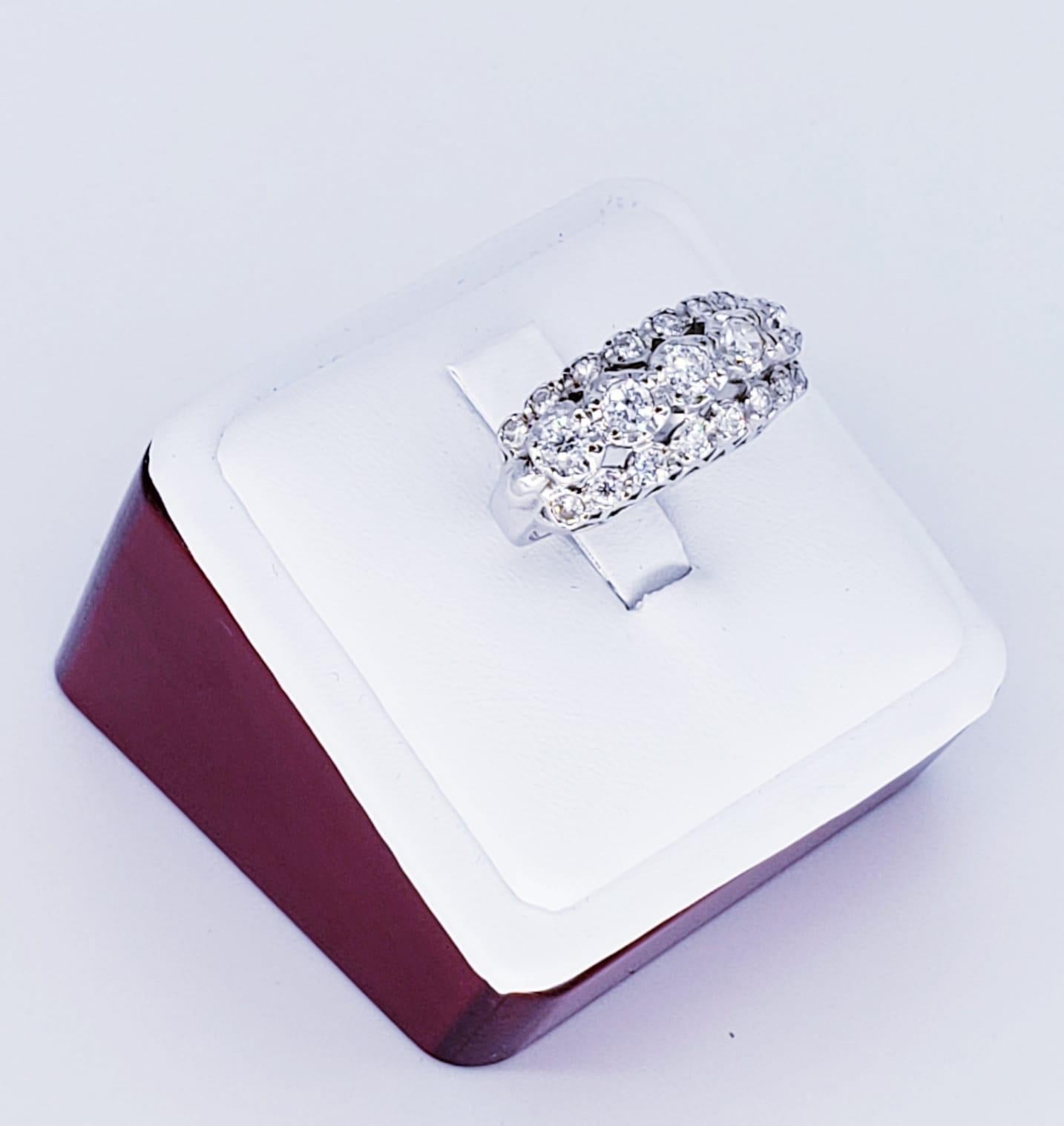 Round Cut Vintage 2.21 Carat Diamond Bridal 18 Karat White Gold Ring For Sale