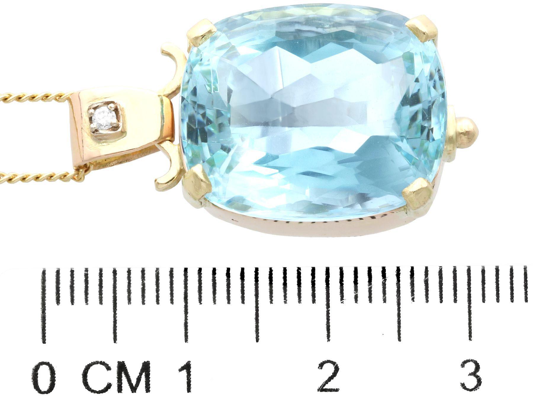 Vintage 22.11ct Aquamarine and Diamond, 14ct Yellow Gold Pendant 1