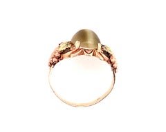 Tiger's Eye Ring Original 1930's-1940's Antique Pink & Green Engraved Grapes