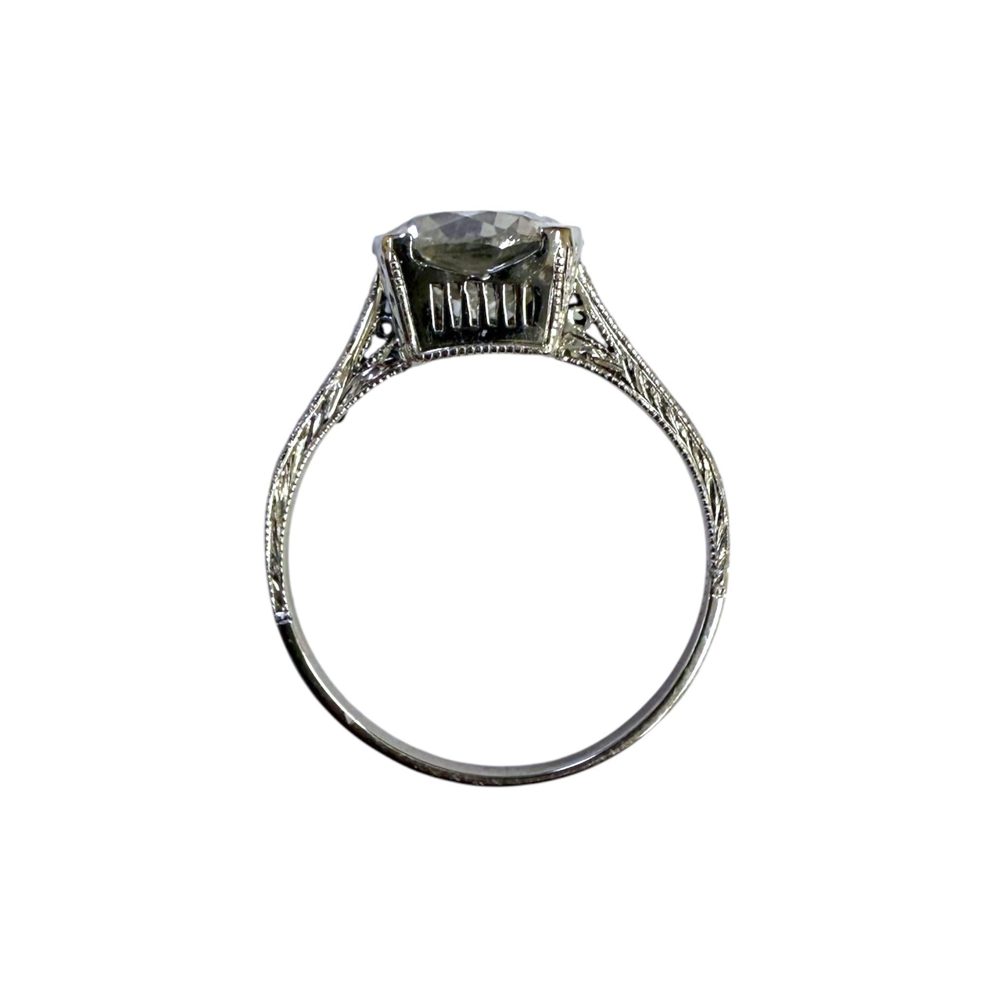 Vintage 2.22 Carat Old European Cut Diamond Engagement Ring GIA For Sale 6