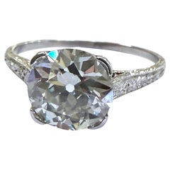 Vintage 2.22 Carat Old European Cut Diamond Engagement Ring GIA