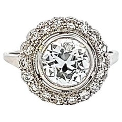 Vintage 2.22 Carat Round Brilliant F-IF Diamond Platinum Halo Ring (bague de halo en platine)
