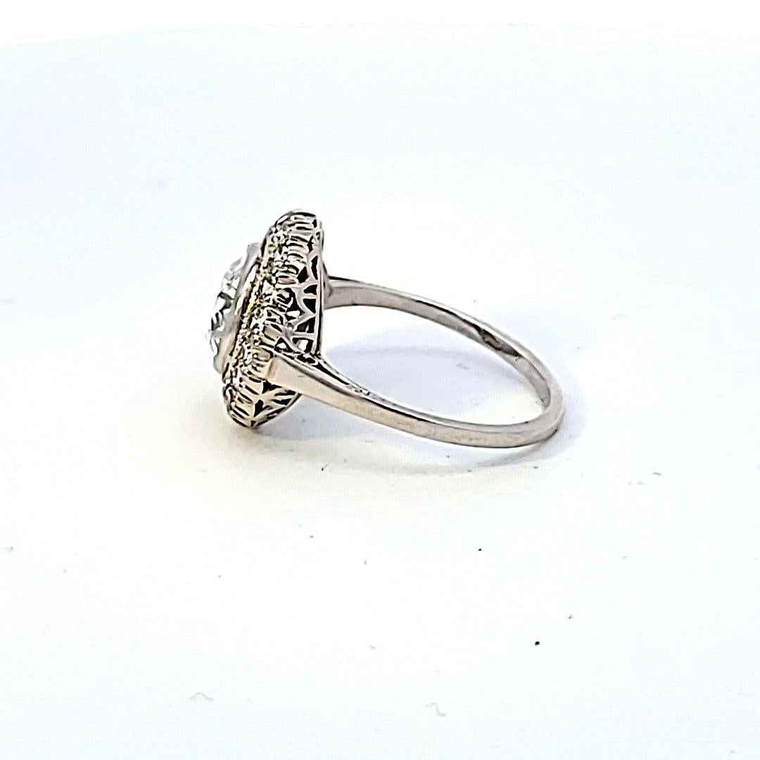 Brilliant Cut Vintage 2.22 Carat Round Brilliant F-IF Diamond Platinum Halo Ring For Sale