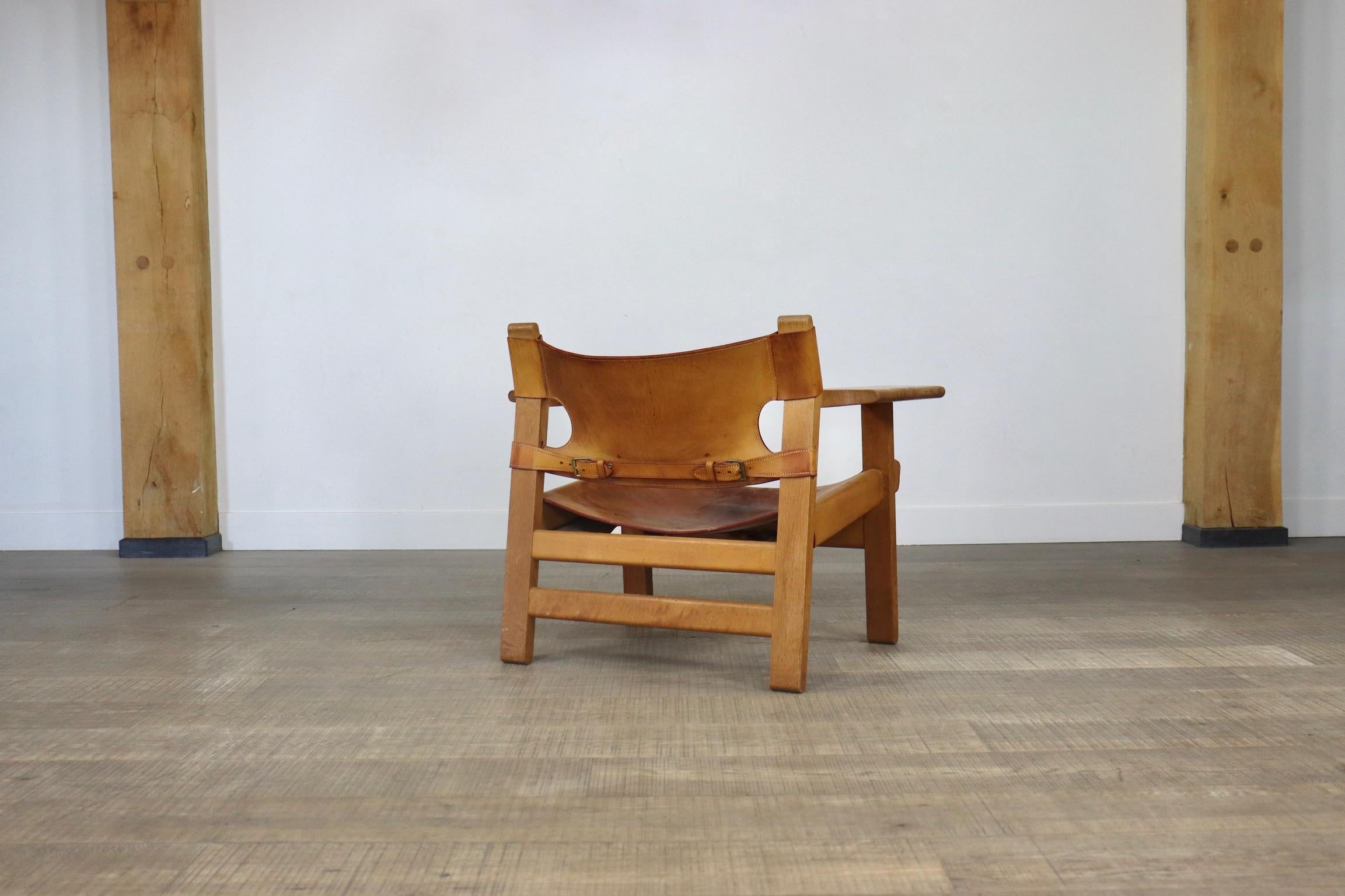 Vintage 2226 Spanish Chair by Børge Mogensen in Tan Leather for Fredericia, 1960 9