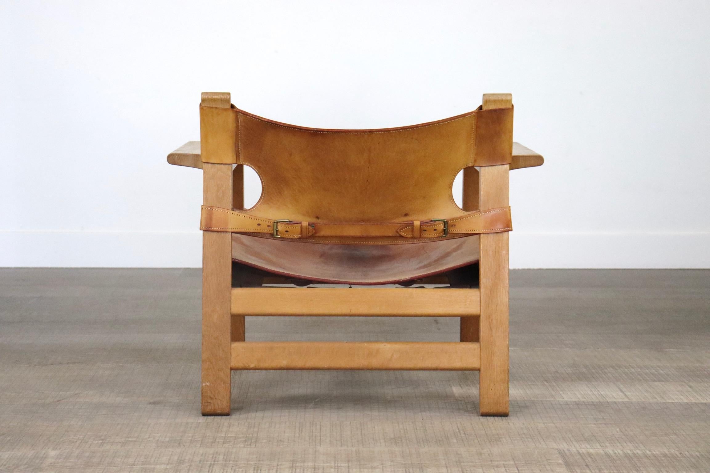 Vintage 2226 Spanish Chair by Børge Mogensen in Tan Leather for Fredericia, 1960 10