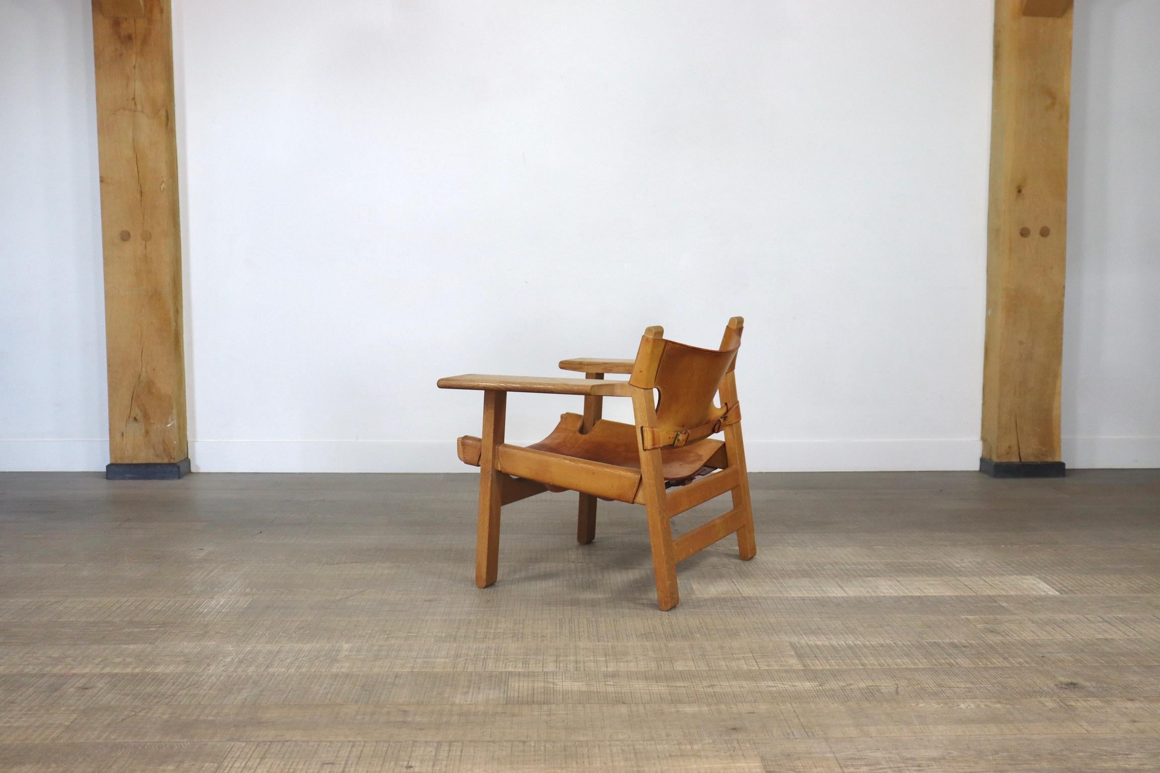 Vintage 2226 Spanish Chair by Børge Mogensen in Tan Leather for Fredericia, 1960 11