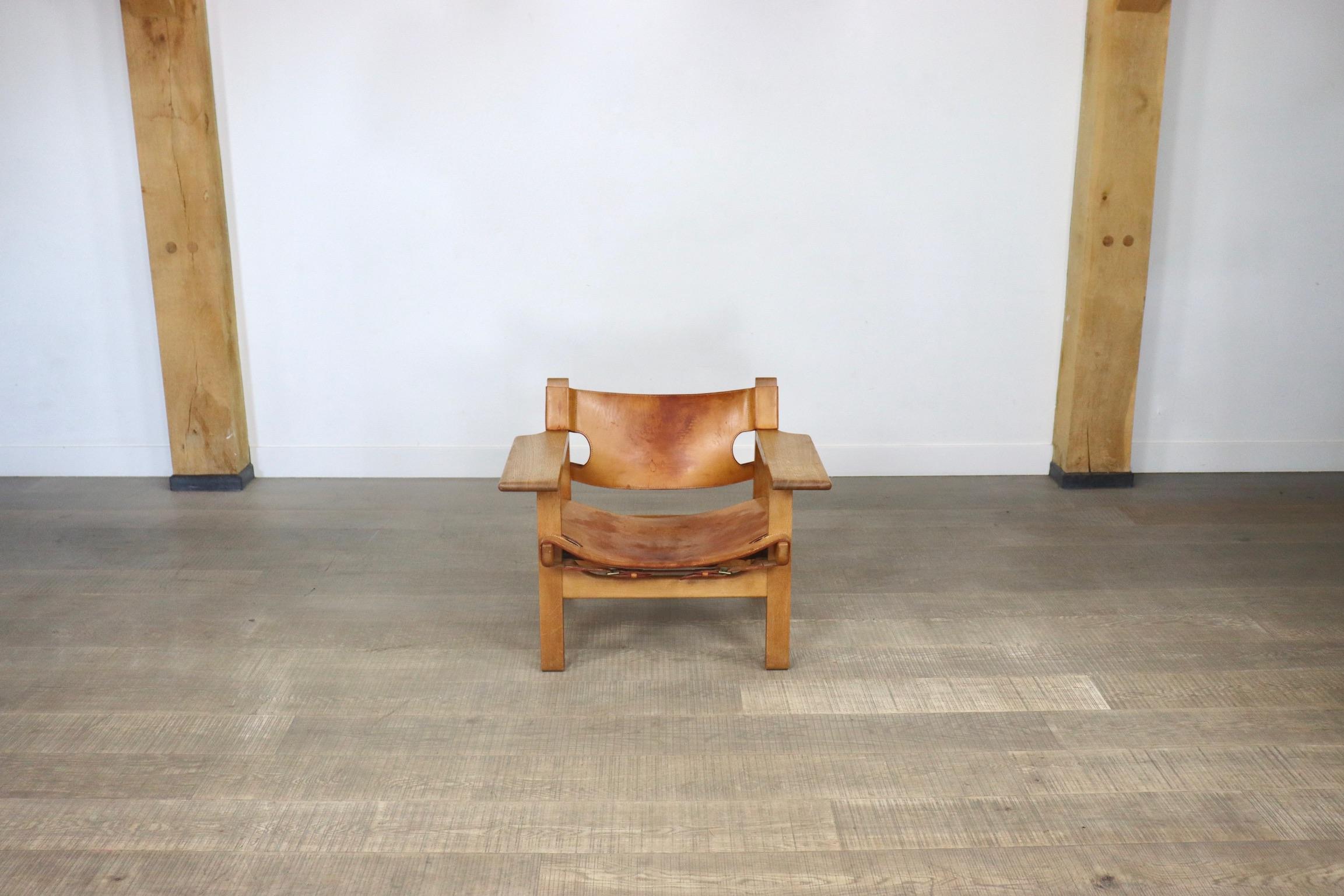 Mid-20th Century Vintage 2226 Spanish Chair by Børge Mogensen in Tan Leather for Fredericia, 1960
